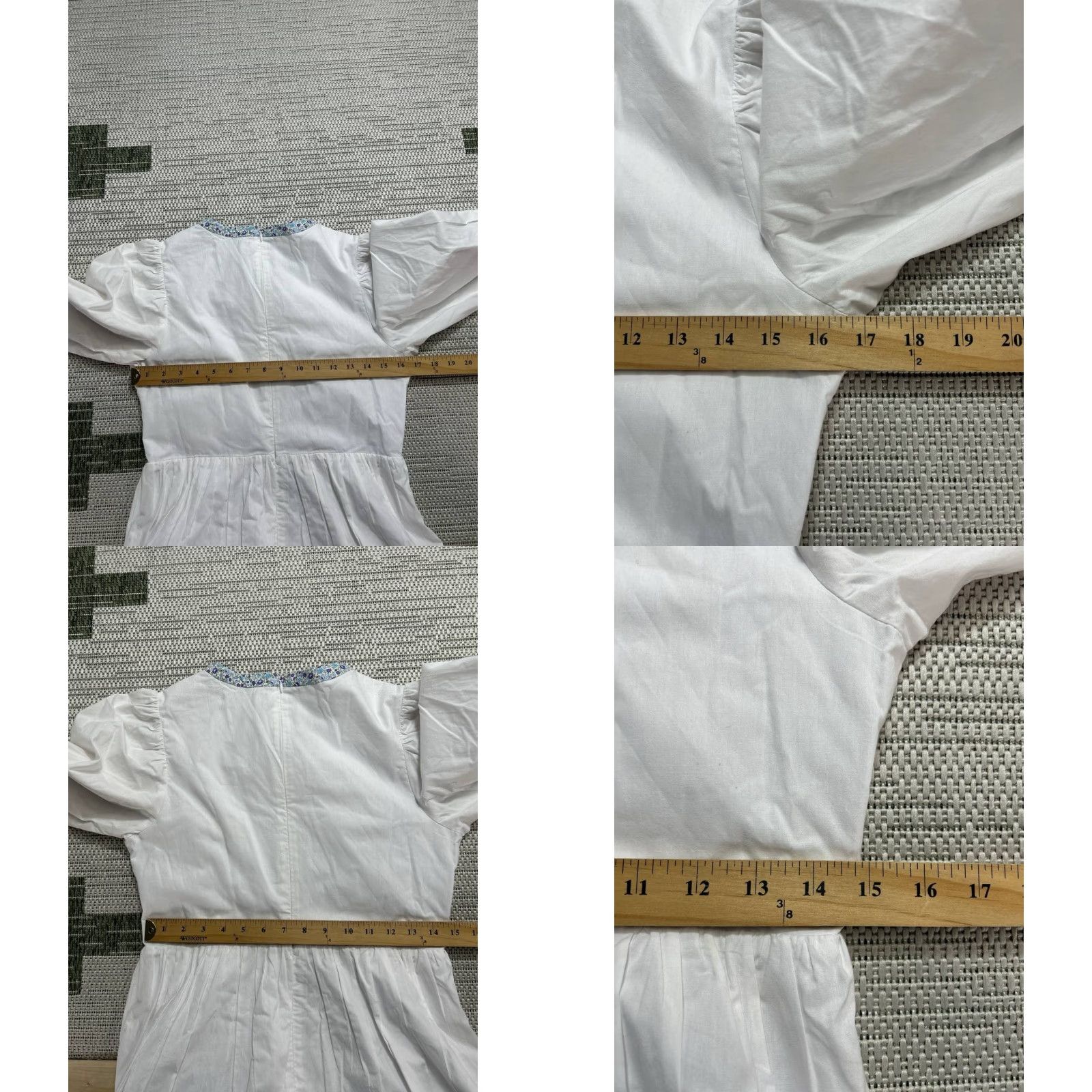 Vintage Pomander Place Dress Womens XS White Blue Purple Floral Cotton Blouson A-Line Short Sleeve Round Neck Zip Casual Gentlewoman Womens Size XS / US 0-2 / IT 36-38 - 8 Thumbnail