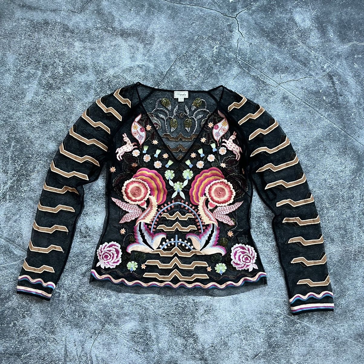 Temperley London Temperley London Chimera Top Embroidered Designer Blouse Size M / US 6-8 / IT 42-44 - 1 Thumbnail