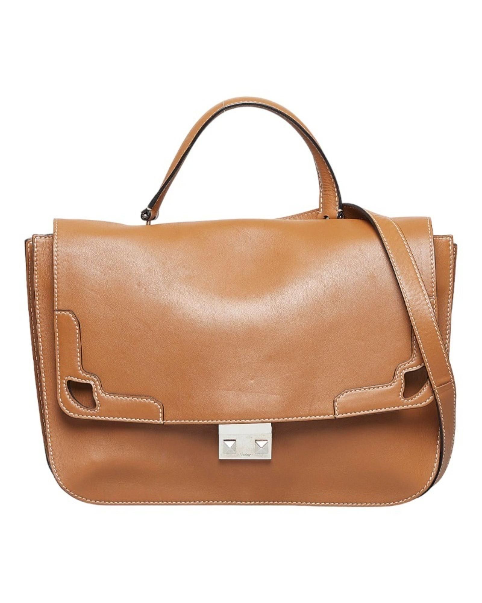 image of Classic Cartier Must Handbag In Brown Leather, Men's