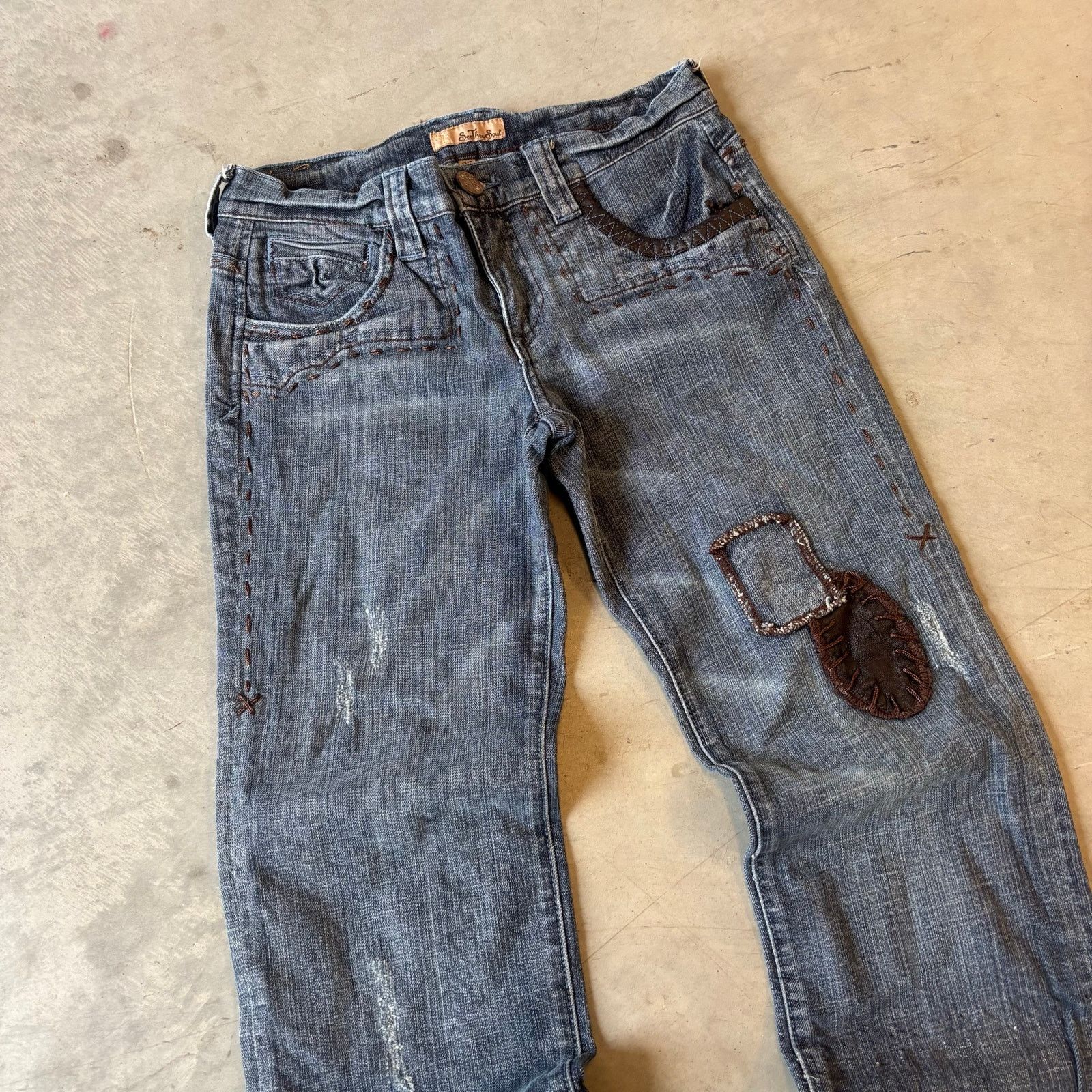 Vintage Vintage faded washed patchwork jeans Size US 27 - 2 Thumbnail