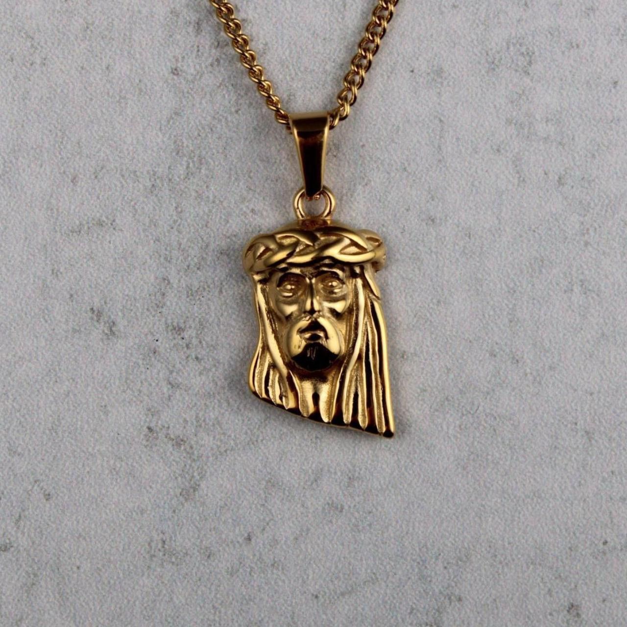 Jewelry Gold Jesus Piece Pendant Chain Necklace, Men's