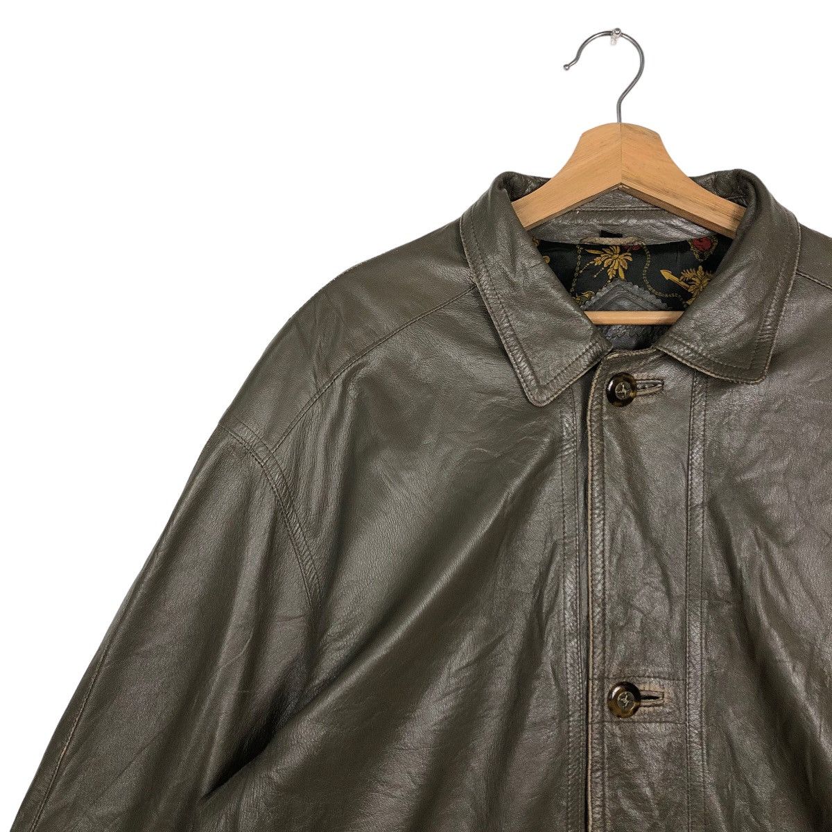 Genuine Leather 🔥90’s Vintage Leather Jacket Squiti Man Japan Rare Lining Size US L / EU 52-54 / 3 - 6 Thumbnail