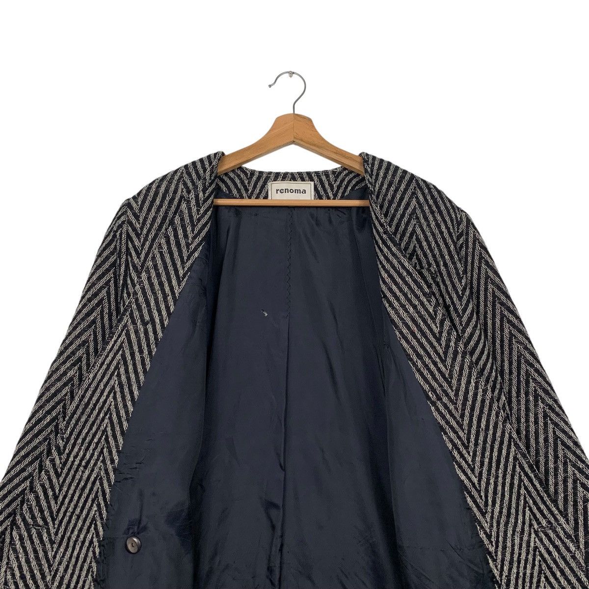Renoma Vintage 90s RENOMA Herringbone Long Coat Oversized 2455-C110 Size US M / EU 48-50 / 2 - 12 Thumbnail