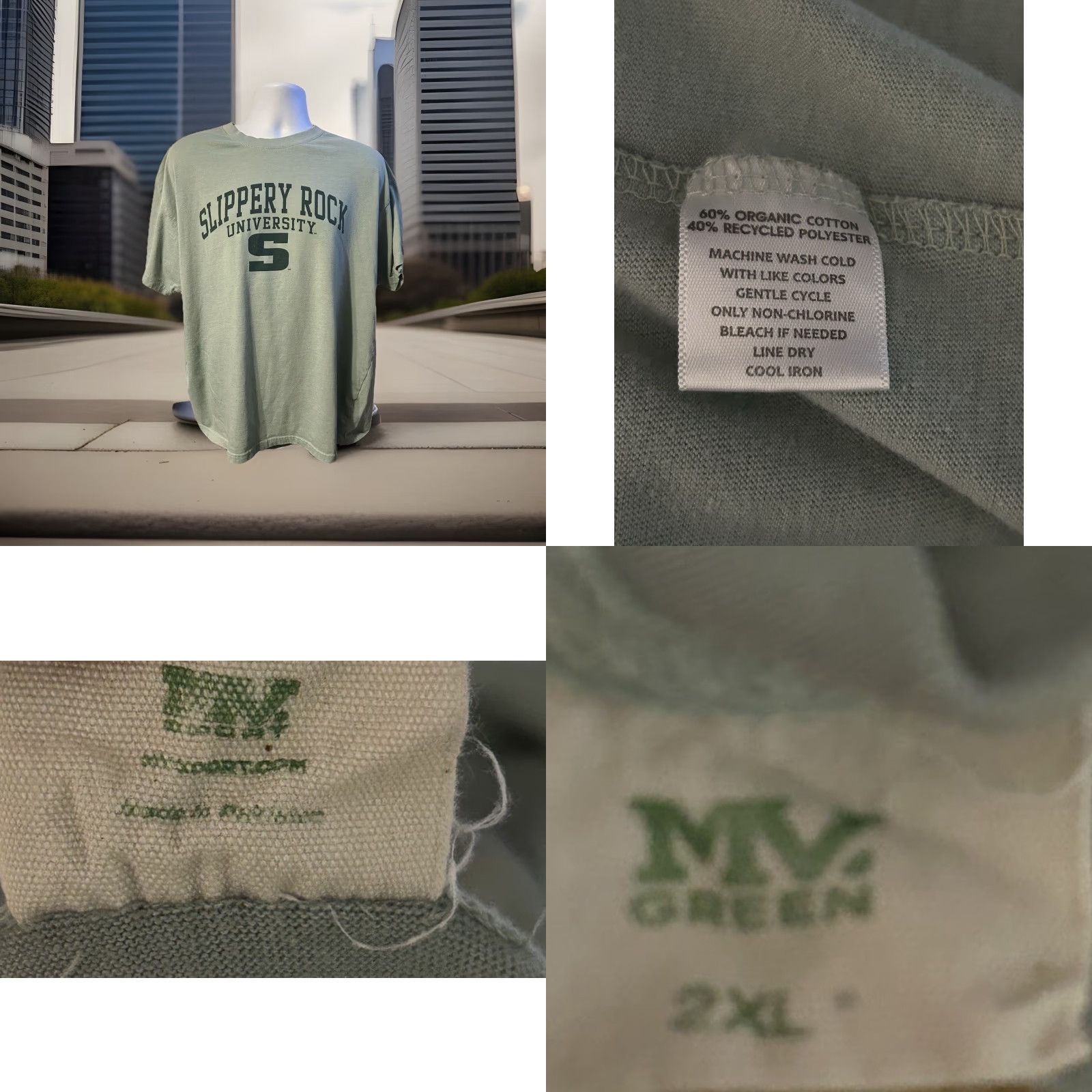 Vintage VTG Slippery Rock University Shirt Adult 2XL Green Short Sleeve MV Green Logo College 2000s Womens/Mens? Size US XXL / EU 58 / 5 - 9 Thumbnail