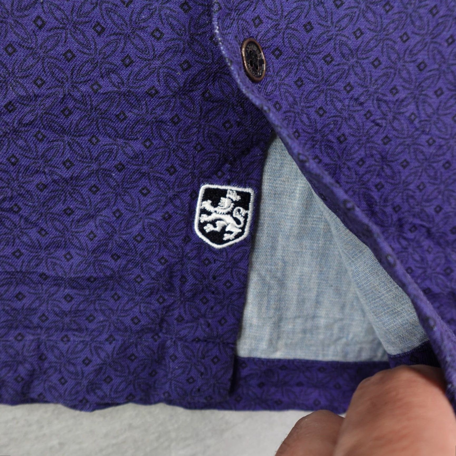 Nat Nast Nat Nast Button-Up Shirt Mens XL Purple Silk Cotton Geometric Beach Outdoor Size US XL / EU 56 / 4 - 5 Thumbnail