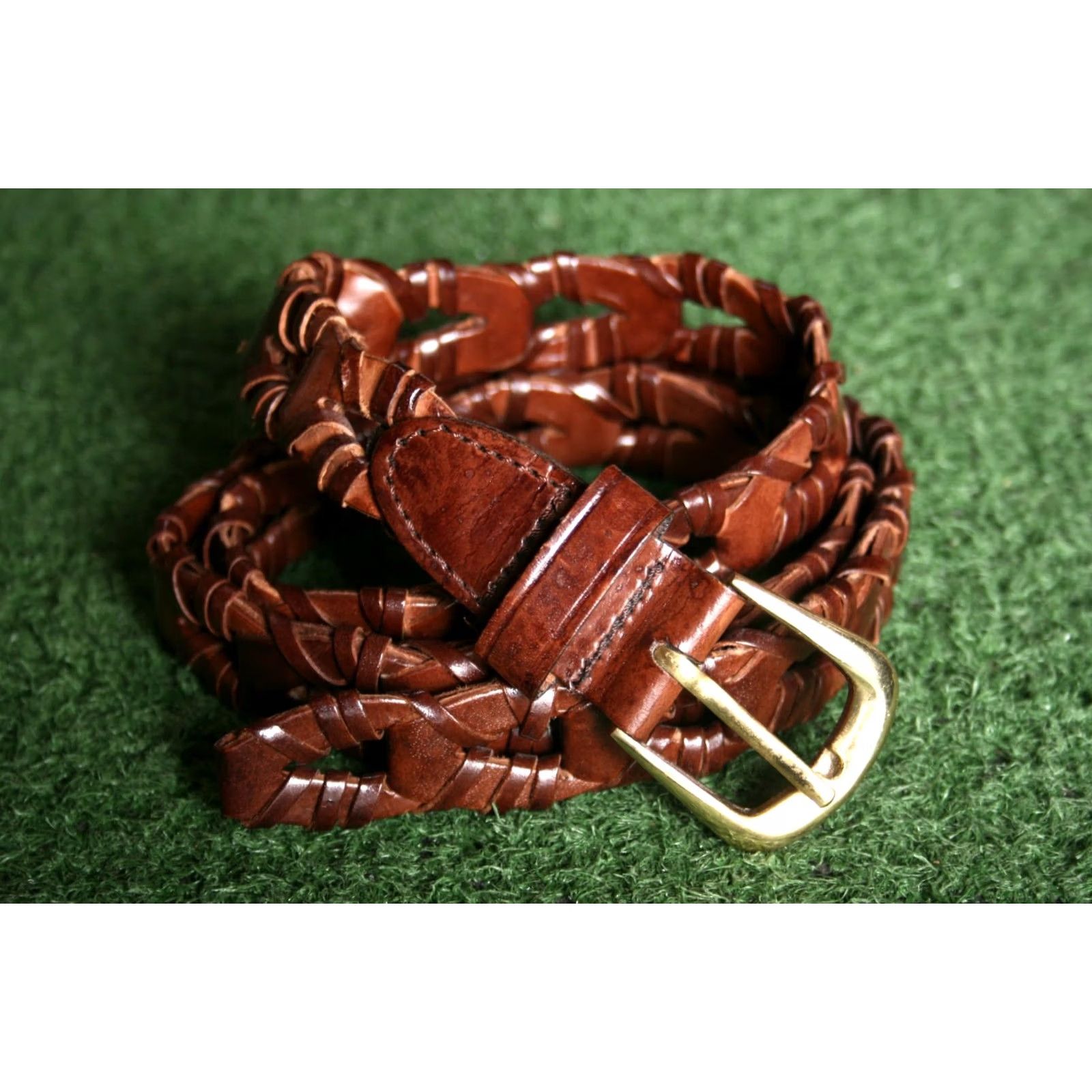 Vintage VINTAGE CAPEZIO Belt Braided Leather Brown Cognac Women's M/L Size Brown Capezio Belt Size ONE SIZE - 2 Thumbnail