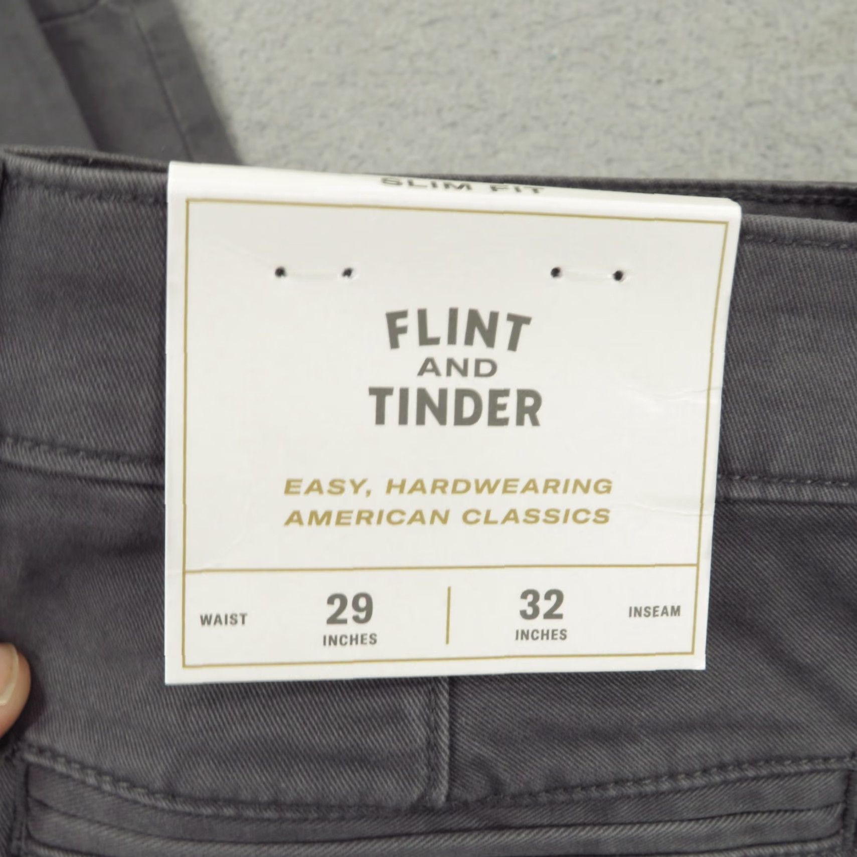 Flint And Tinder Flint And Tinder Pants Mens Slim Gray Twill Chinos Straight 29x32, 5-Pocket, Flat Front, Cotton Blend, Zip, Machine Washable, New With Tags, Huckberry Size US 29 - 5 Thumbnail