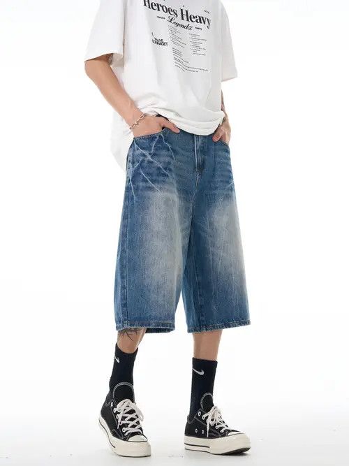 VIBE Lightning Blue Jorts, Baggy Denim Jean Shorts Size US 32 / EU 48 - 5 Thumbnail
