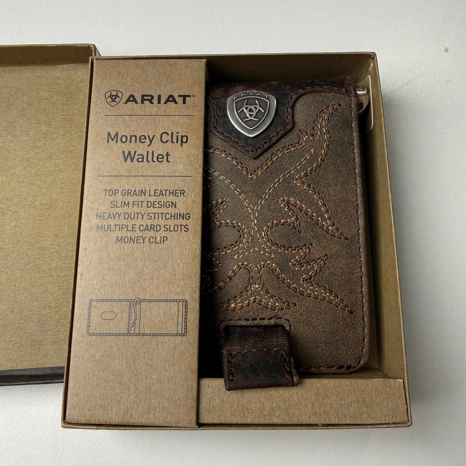 Ariat Ariat Bifold Wallet with Money Clip and Boot Stitch Design Size 26 - 3 Thumbnail