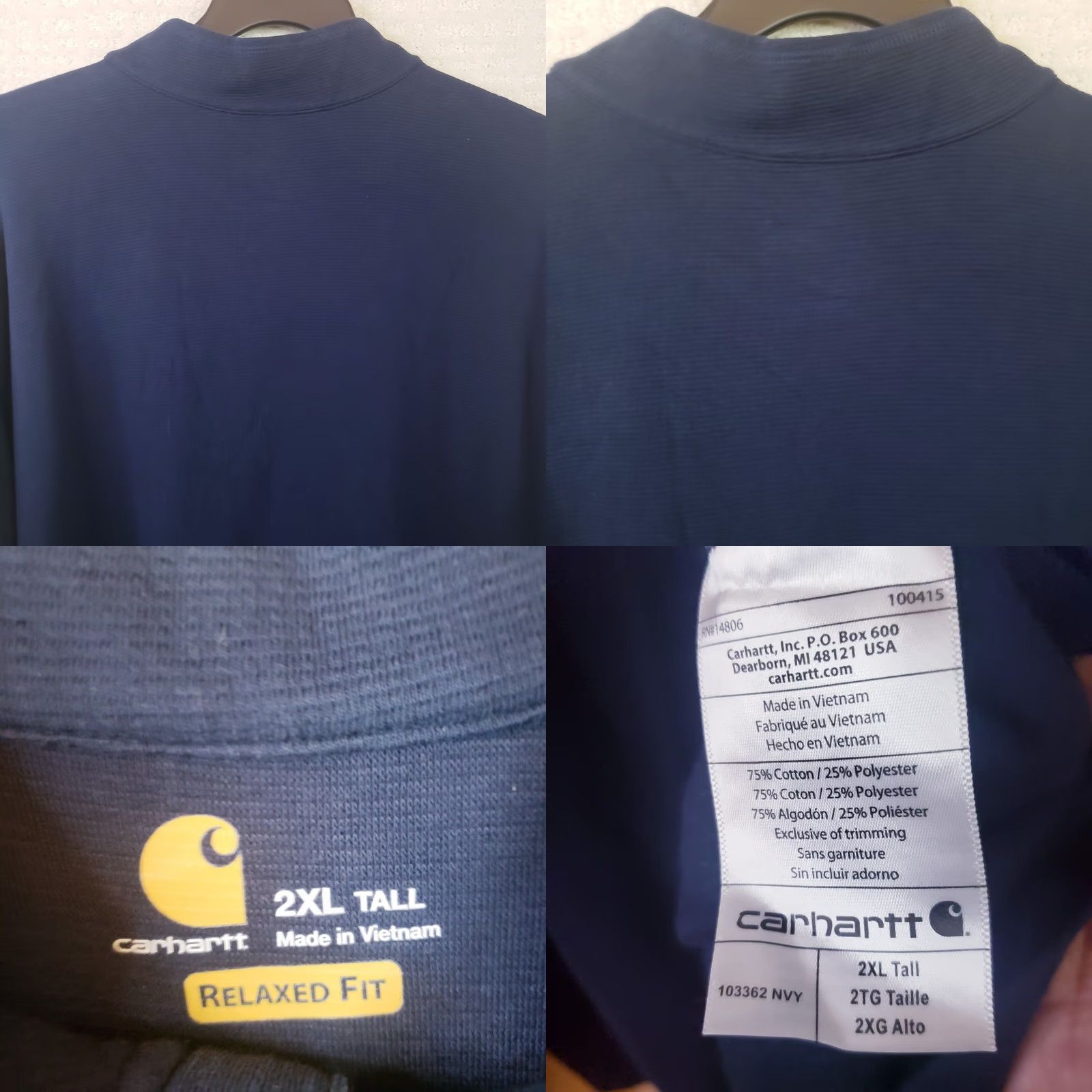 Carhartt Carhartt Sweatshirt 1/4 Zip Pullover Mens 2XLT Navy Logo Solid Relaxed Big & Tall Size US XXL / EU 58 / 5 - 8 Thumbnail