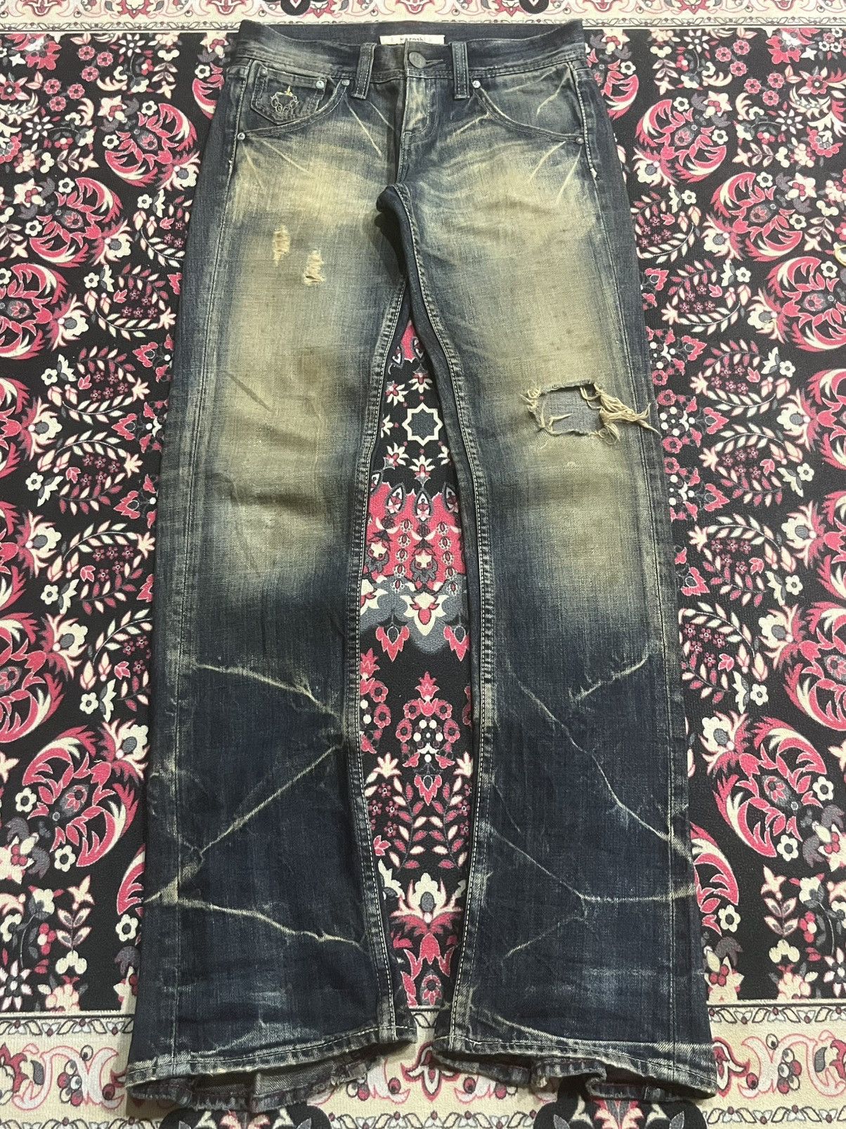 Undercover Varosh Blowout Distressed Mud Whisker Washed Zipper Leg Jean Size US 29 - 1 Thumbnail
