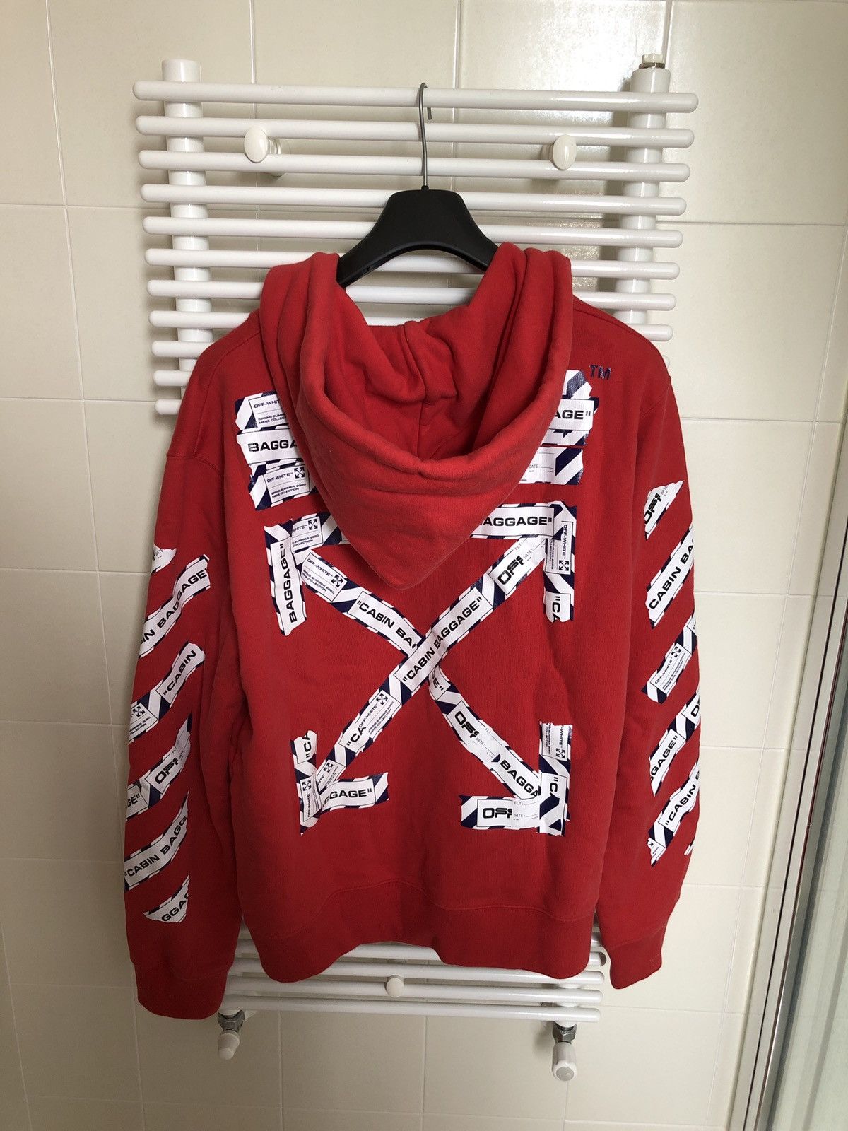 image of Off White Off-White Red Baggage Arrows Zip Hoodie, Men's (Size XL)