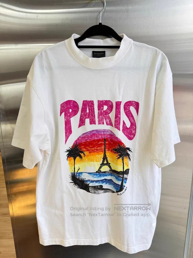 Balenciaga Balenciaga Palm Tree and Tower Printed T-Shirt Size US XXS / EU 40 - 1 Thumbnail