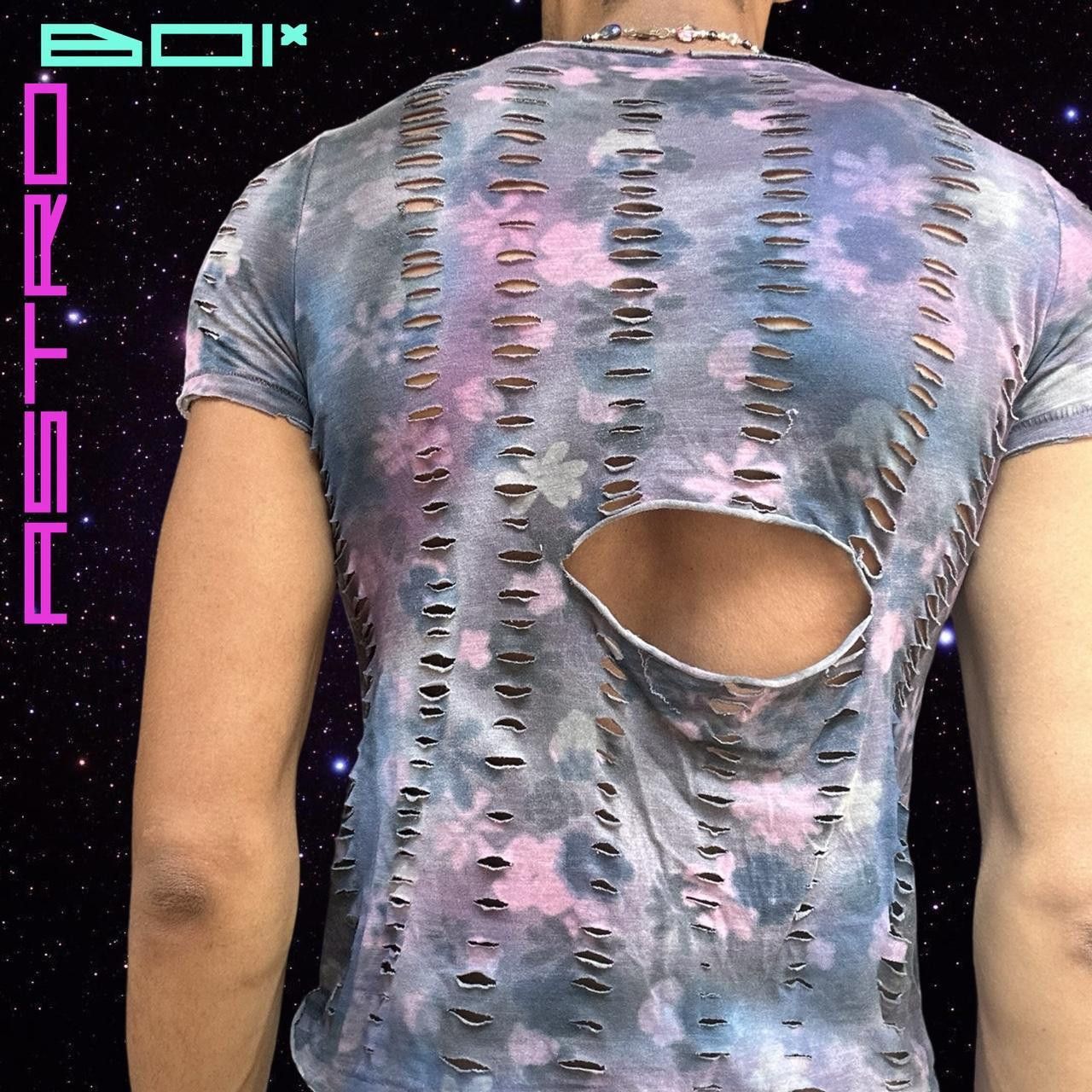 Other ASTROBOI* GREY PASTEL FLORAL PASTEL CUT OUT T-SHIRT _ XS Size US XS / EU 42 / 0 - 5 Thumbnail