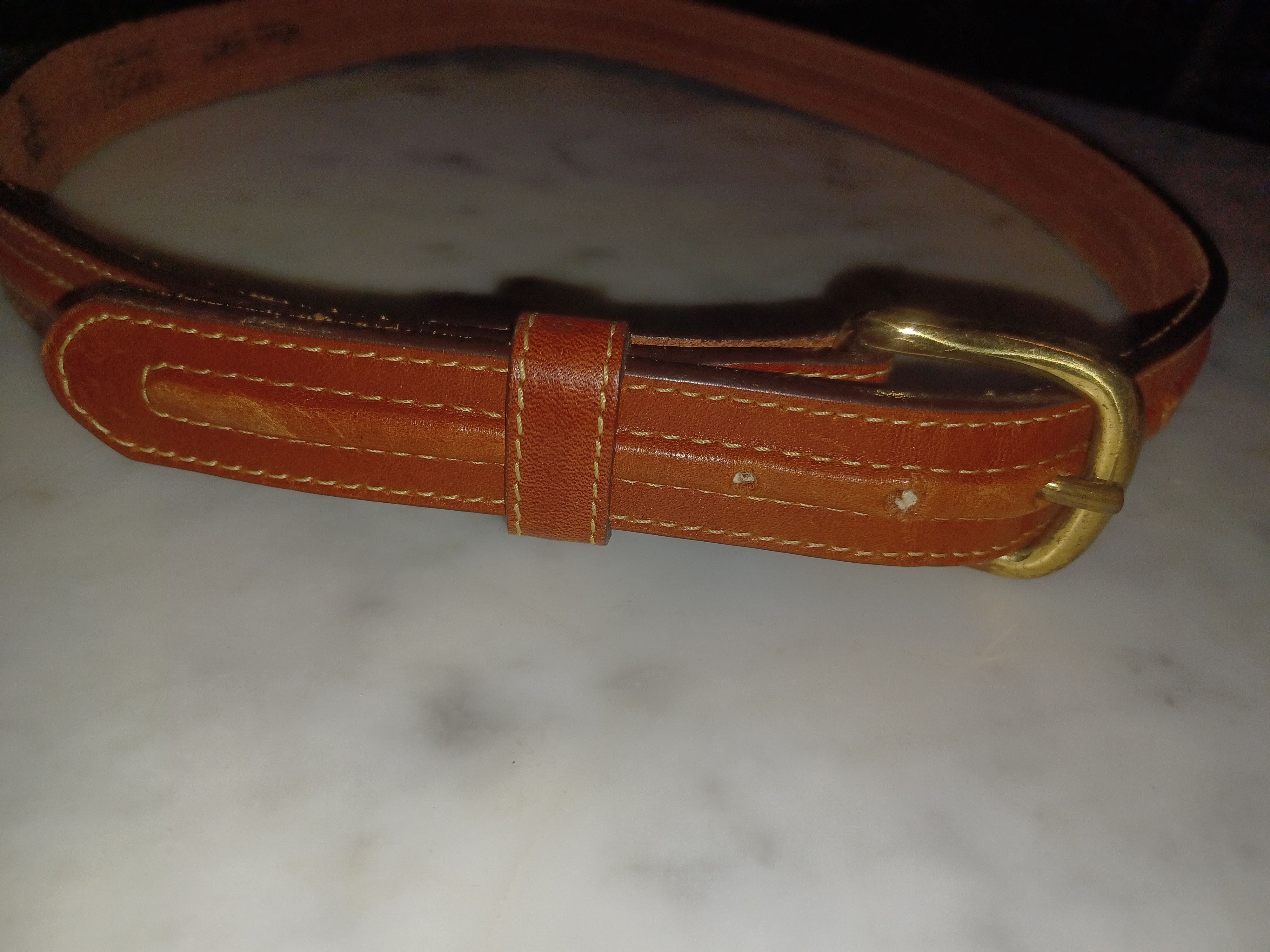 Other Leather Belt with Solid Brass Buckle Reddish Brown SZ 32 Size ONE SIZE - 1 Thumbnail