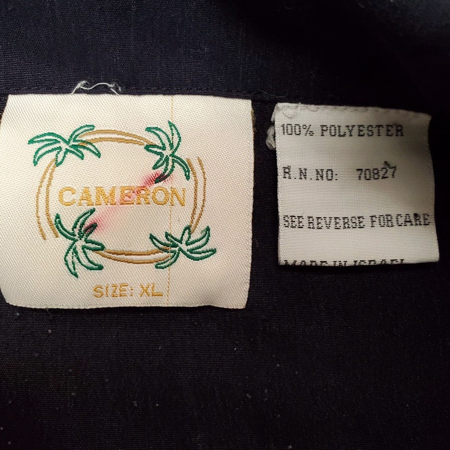 Vintage Cameron Shirt Men XL Black Hawaiian Cocktails Embroidered 100% Polyester Button-Up Short Sleeve Casuals All Seasons Mens Size US XL / EU 56 / 4 - 4 Thumbnail