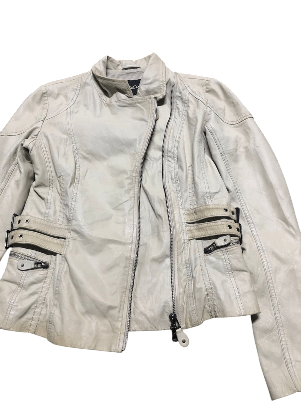 Branded Leather × Leather MAX&Co. Double Collar Lamb leather Ride Jacket Cream Size US XXS / EU 40 - 5 Thumbnail