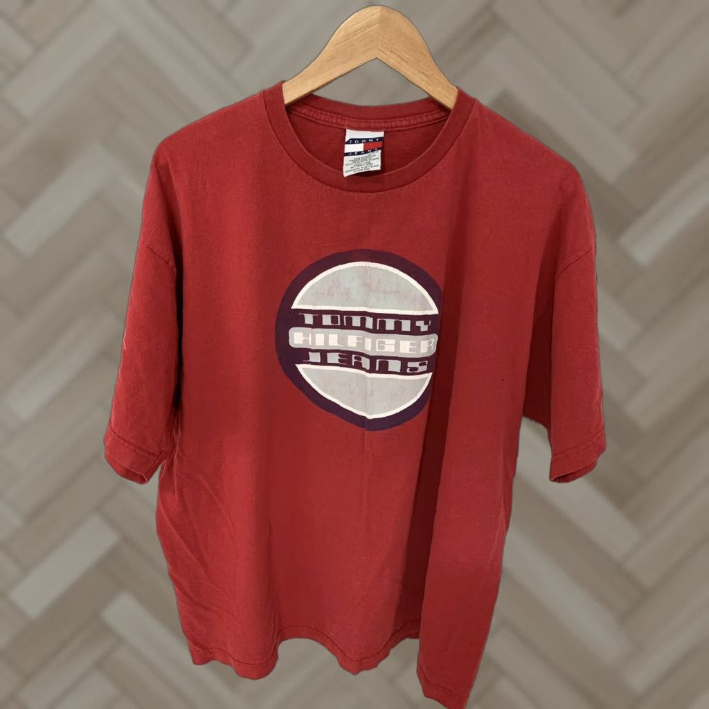 Tommy Hilfiger VTG 90s Tommy Hilfiger Jeans Spell Out Short Sleeve T Shirt Red Men's XL Shirt Graphic Tee Mens 90s Theme Size US XL / EU 56 / 4 - 1 Thumbnail