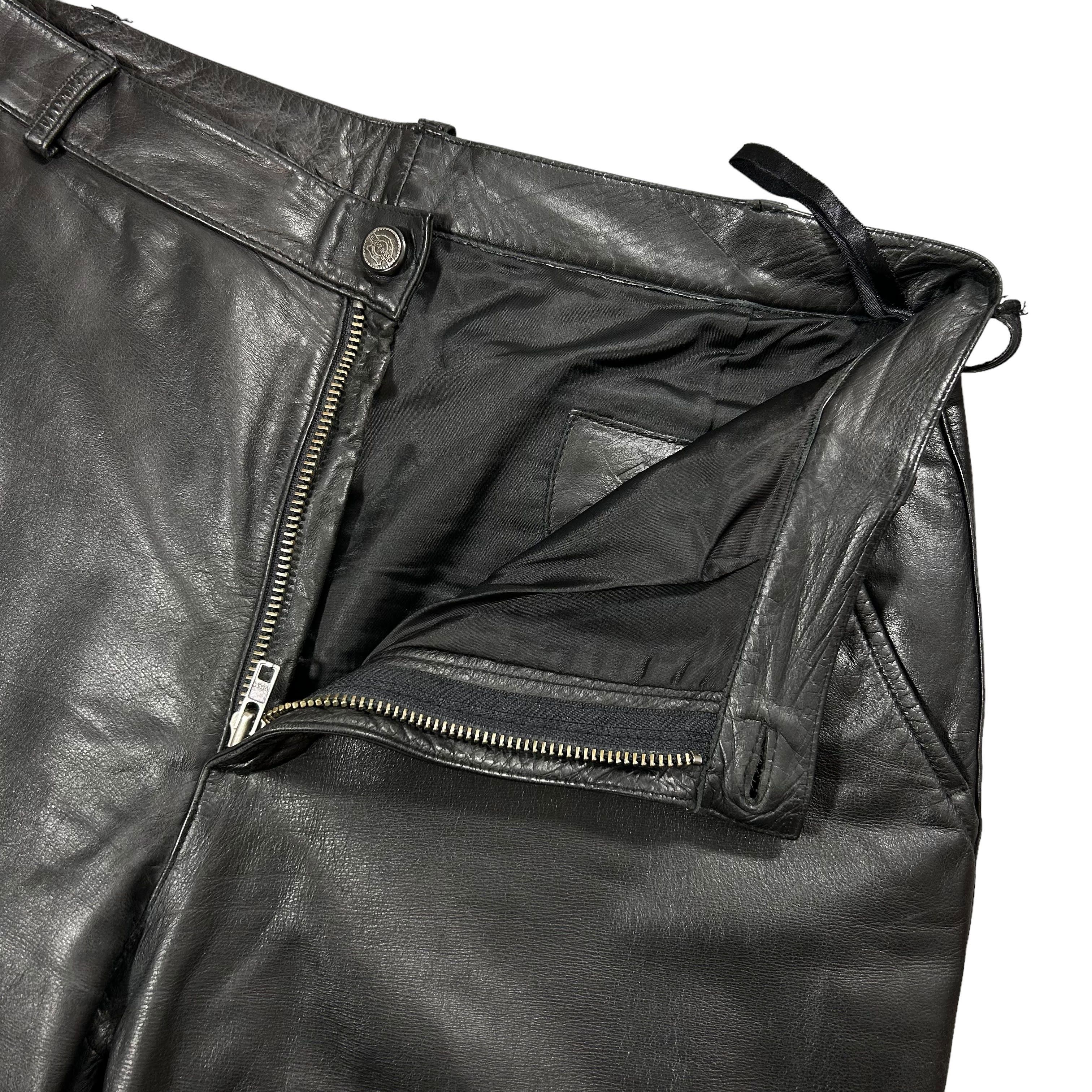 Genuine Leather × Vintage Vintage Black Geniune Leather Regular Straight Pants 33 Size US 32 / EU 48 - 5 Thumbnail