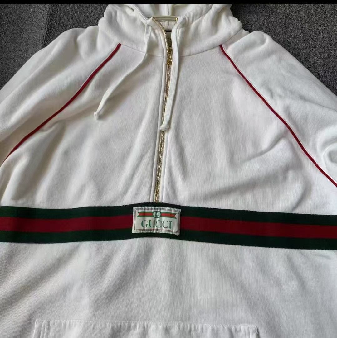 Gucci Gucci White Stripe Hooded Sweatshirt Size US XXL / EU 58 / 5 - 3 Thumbnail