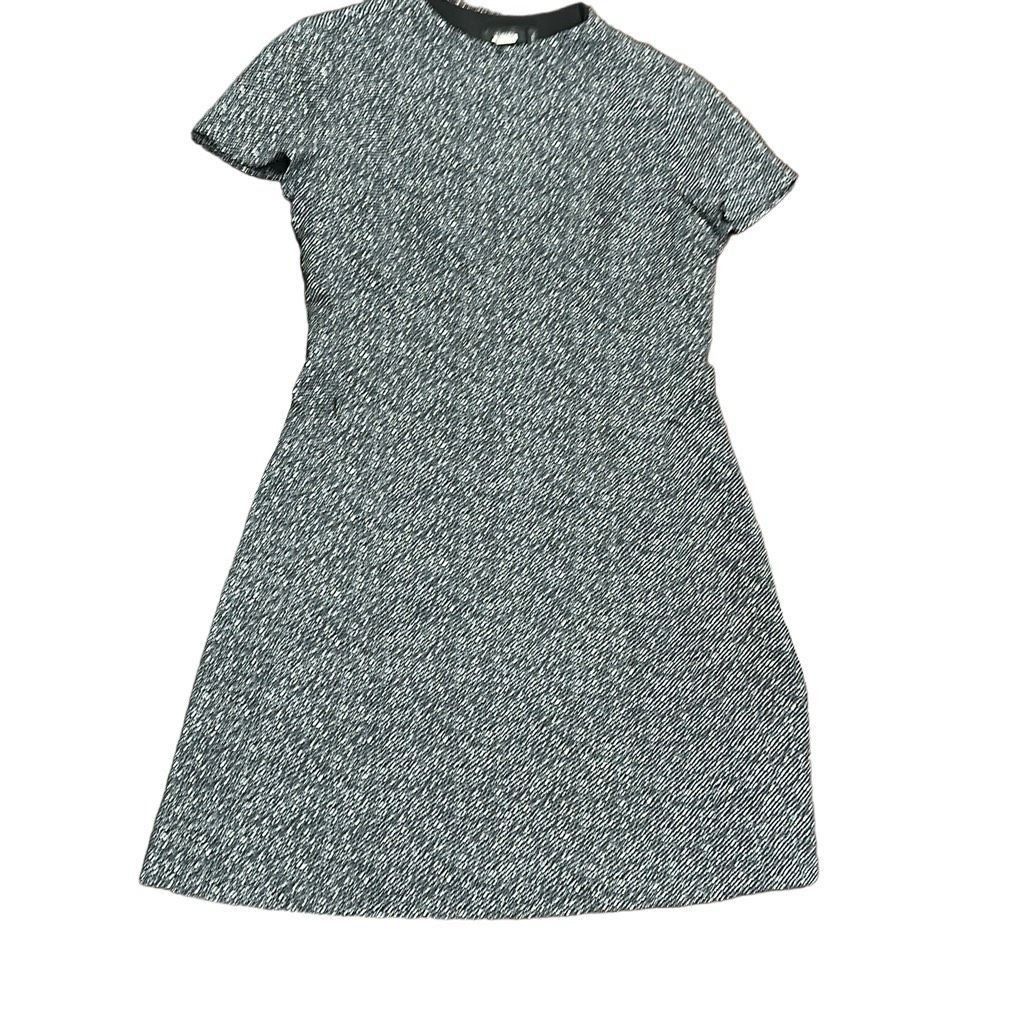 Theory THEORY Black White Gray Abstract A Line Short Sleeve Shift Dress With Zippered Pockets Fully Lined Size 8 Size M / US 6-8 / IT 42-44 - 1 Thumbnail