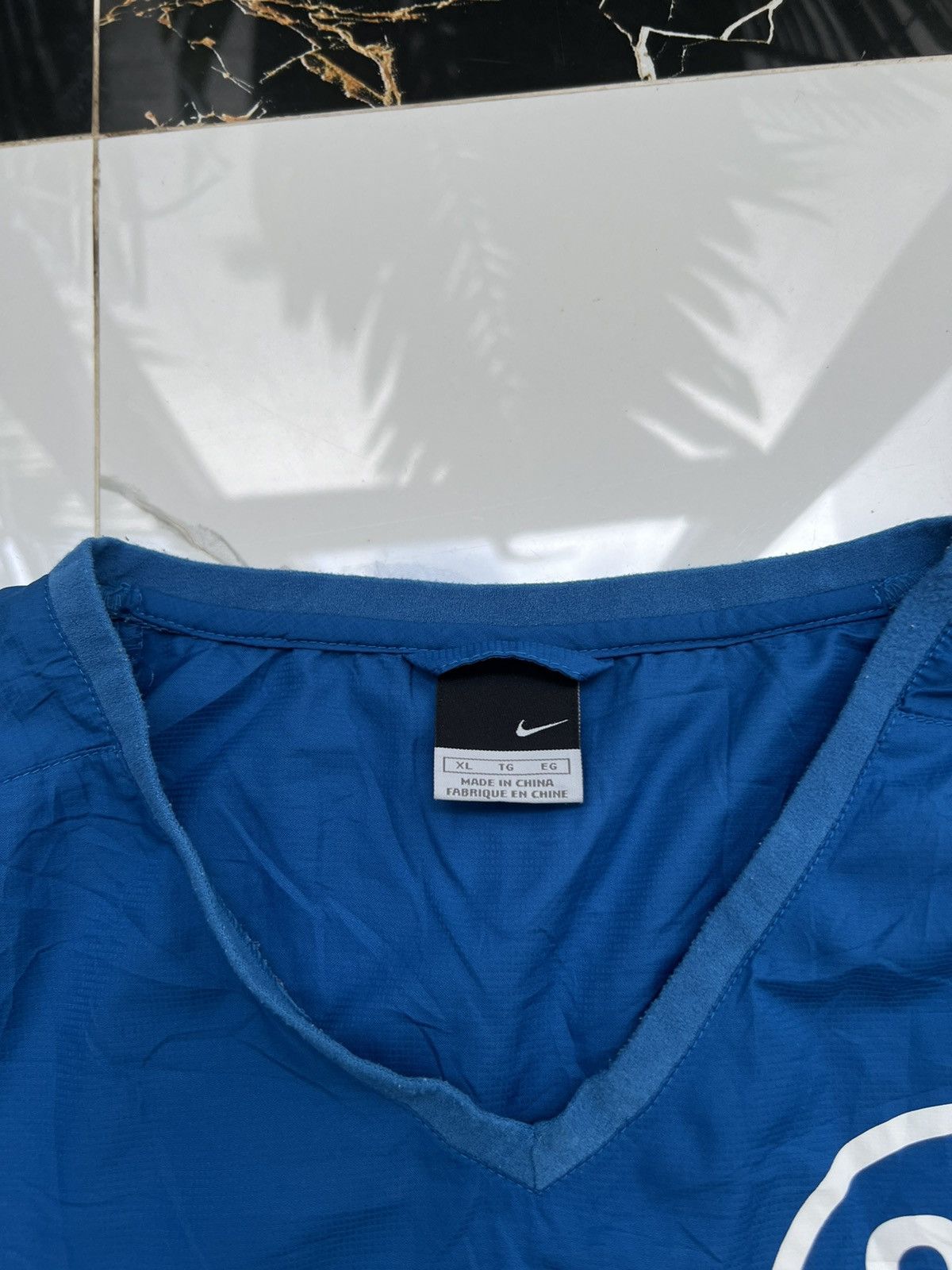 Nike × Vintage 90’s NIKE TOTALNINETY RETRO RARE NYLON V-NECK SWEATSHIRT Size US XL / EU 56 / 4 - 4 Thumbnail