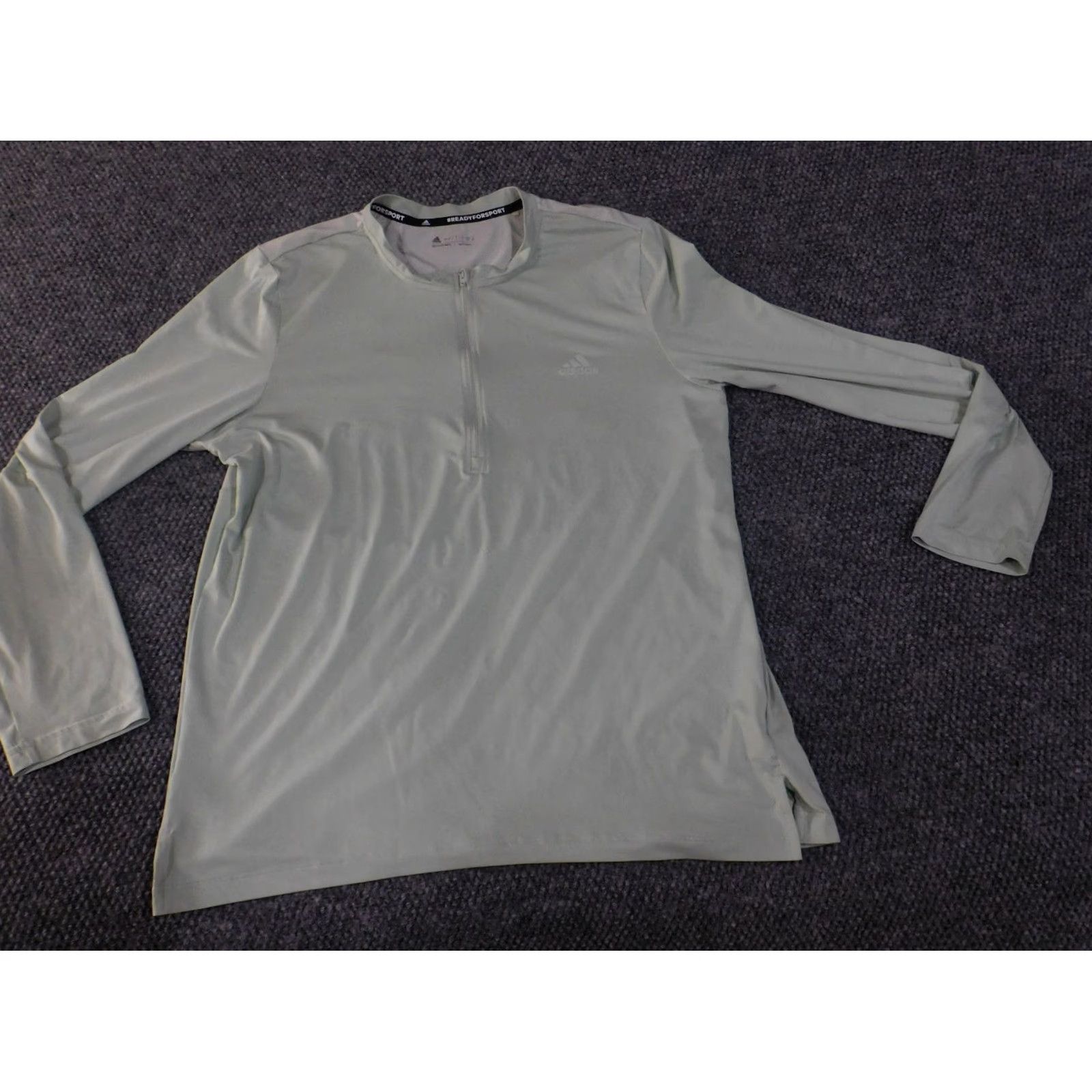 Adidas Adidas Quarter Zip Pullover Women L Green Solid Long Sleeve Activewear Running Training Sweatshirt Mock Neck Zip, Logo, 1/4 Zip Size L / US 10 / IT 46 - 3 Thumbnail