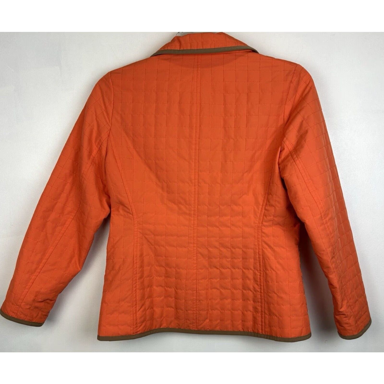 Talbots Talbots Quilted Jacket Womens Small Petite Orange Lightweight Short Sleeve Button Fall Pattern Solid Vintage No Size S / US 4 / IT 40 - 2 Thumbnail