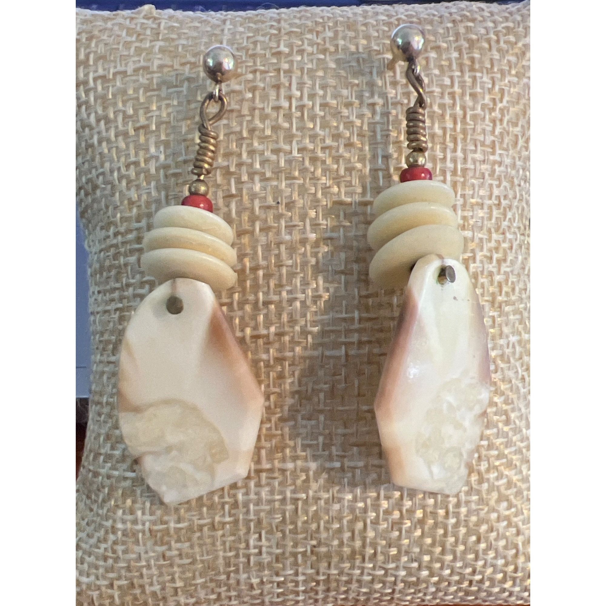 Other Vintage 14kt GF Dangle Earrings Tagua Nut Cream Natural Pier Size ONE SIZE - 1 Thumbnail