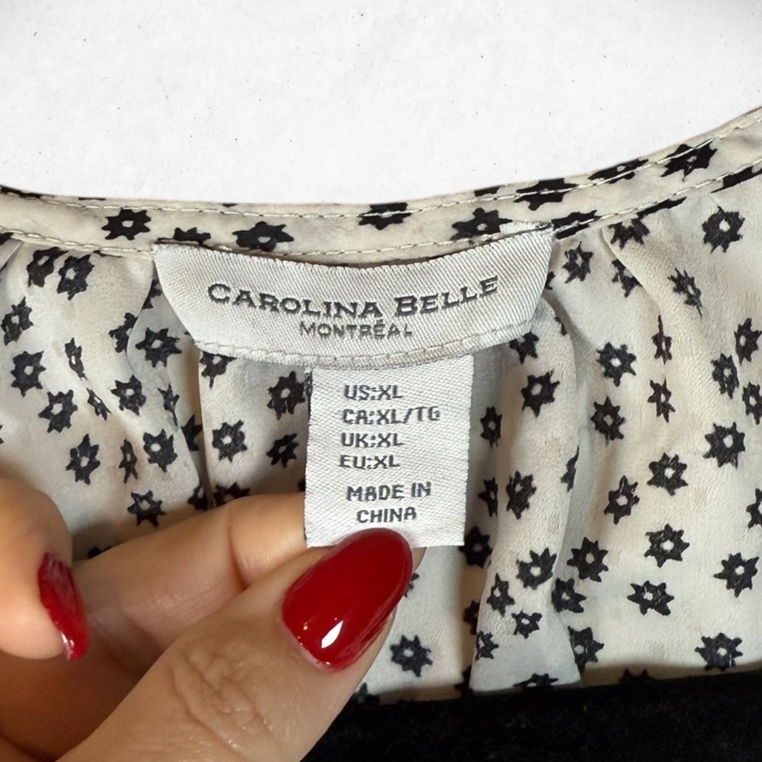 Other Carolina Belle Montreal Women XL Blouse Black Flower Dot Size XL / US 12-14 / IT 48-50 - 3 Thumbnail
