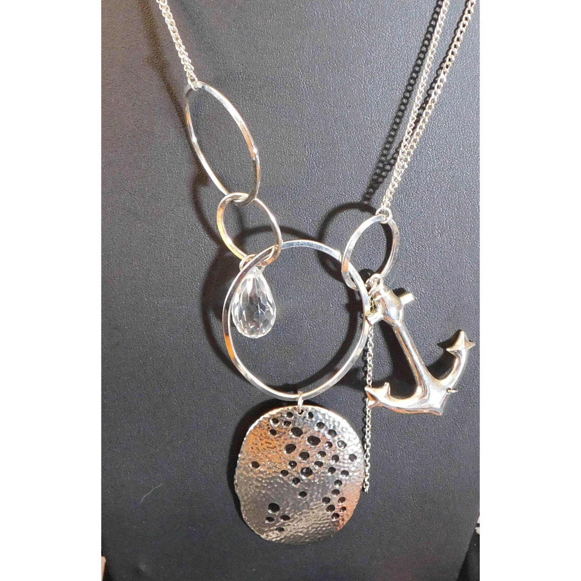 Other Abstract Nautical Anchor Necklace Silver Tone Metal Size ONE SIZE - 1 Thumbnail