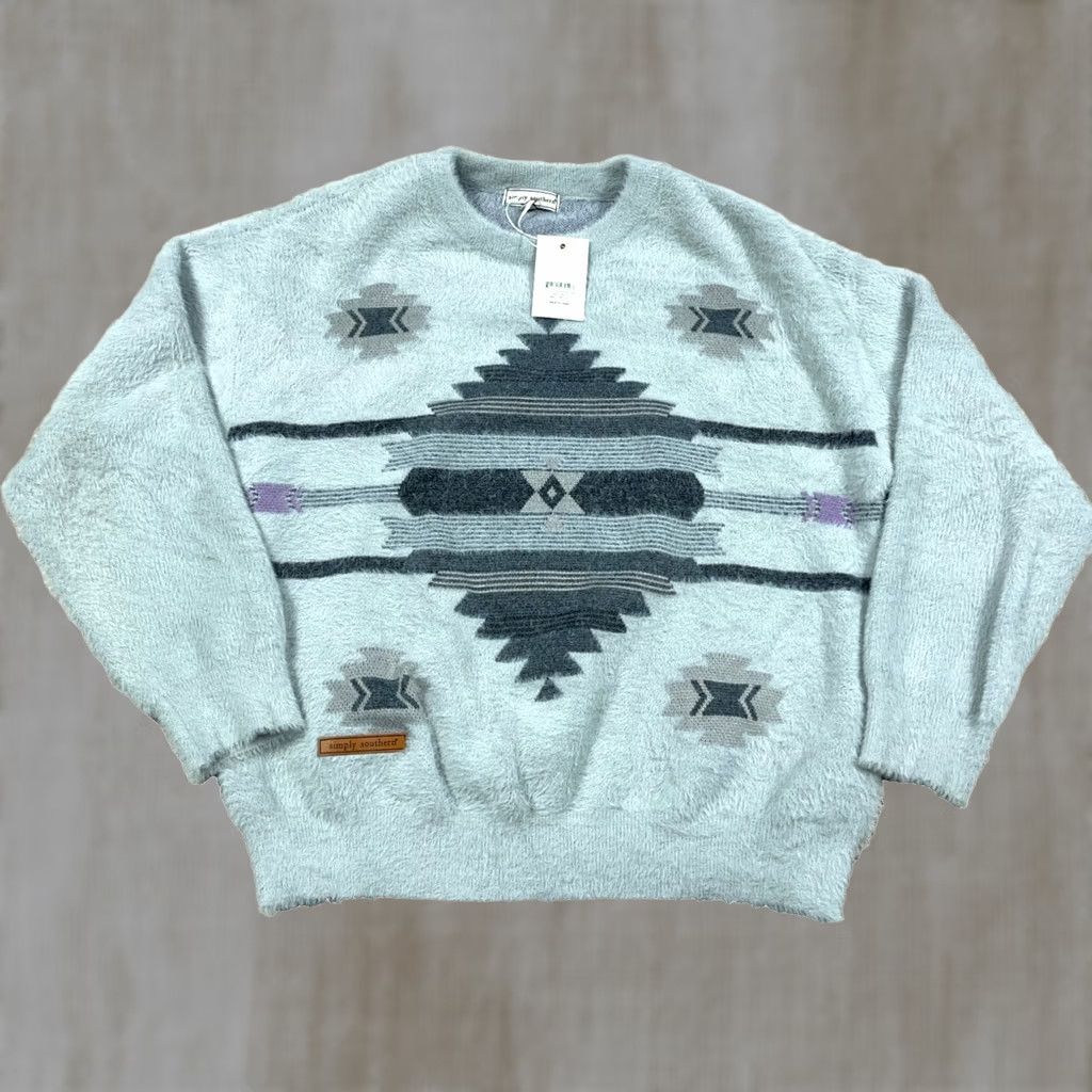 Vintage Simply Southern Sweater Women Medium Gray Fuzzy Aztec Southwestern Adult NEW Size M / US 6-8 / IT 42-44 - 1 Thumbnail