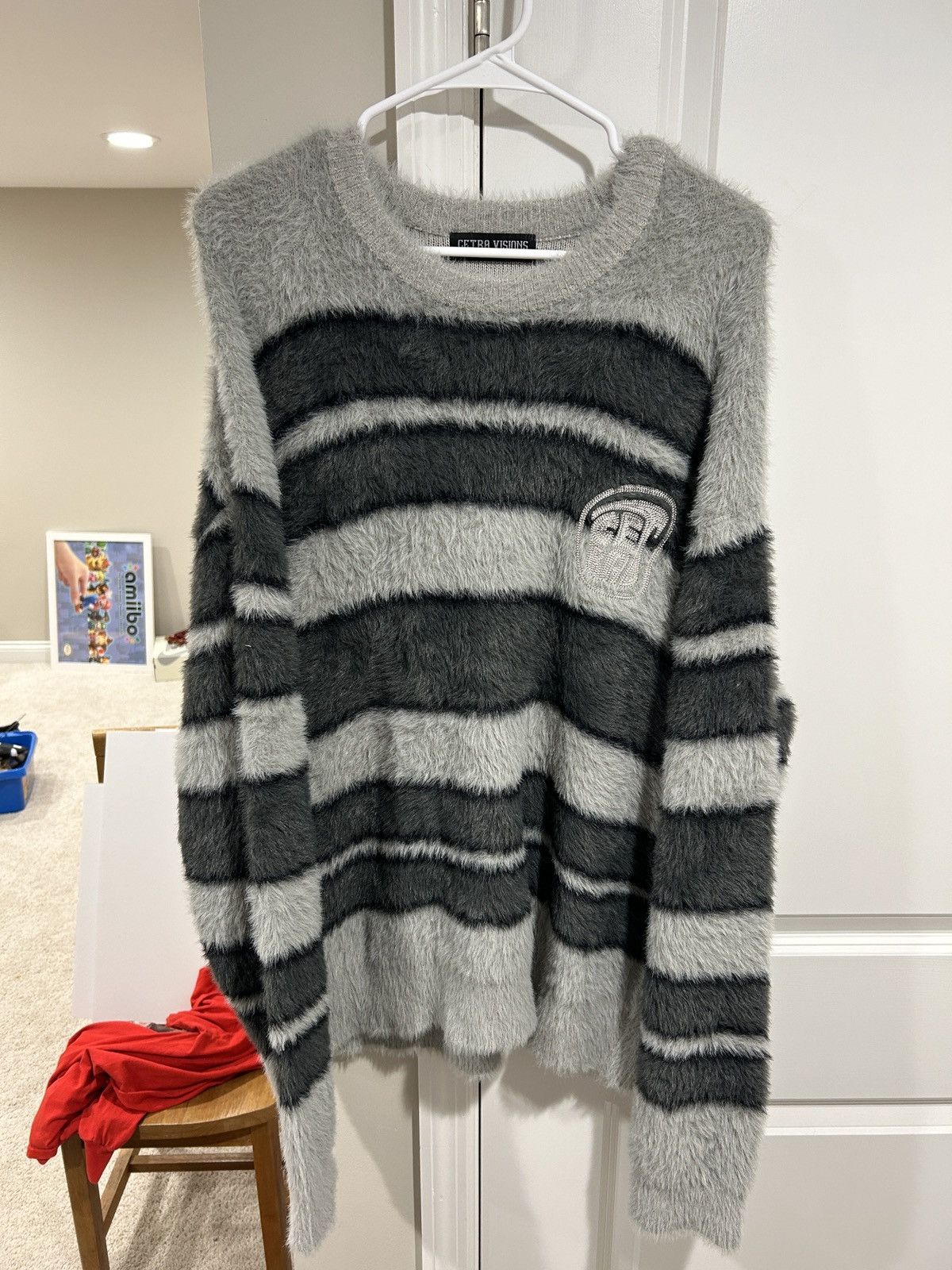 Marino Morwood Men’s Grey Striped Knitted Mohair Sweater Pullover Size US XXL / EU 58 / 5 - 1 Thumbnail