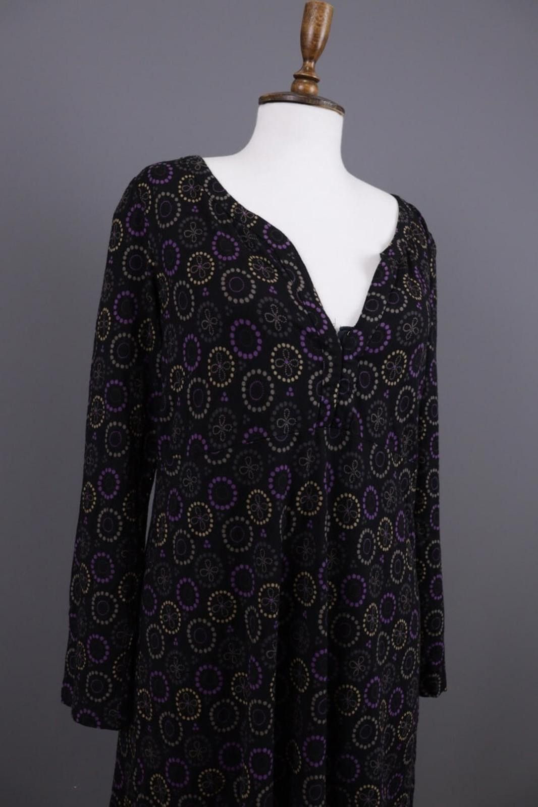 Designer Gudrun Sjoden Black Floral Blouson Midi Dress Size M Size M / US 6-8 / IT 42-44 - 5 Thumbnail