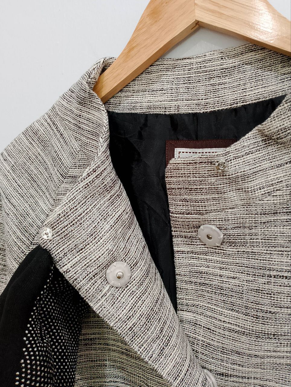 Le Grande Bleu (L.G.B.) BOOGIE WOOGIE Handloomed Grey Crew Jacket Size S / US 4 / IT 40 - 6 Thumbnail