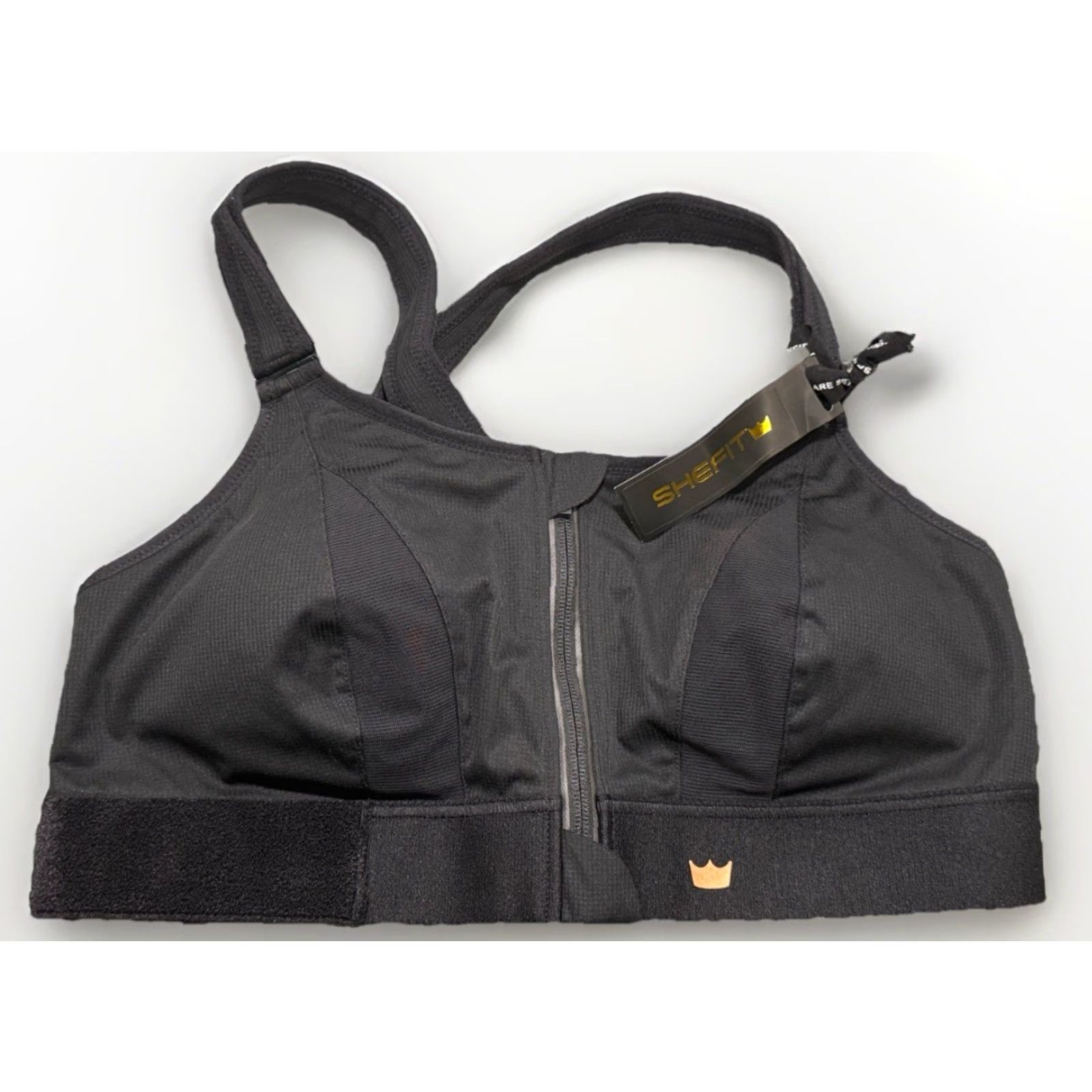 Vintage SHEFIT Ultimate Sports Bra Front Zip High Impact Black 2 Luxe Womens Size 6 Front Zip Adjustable Straps Removable Pads Wireless NWT Sportswear Size ONE SIZE - 4 Thumbnail
