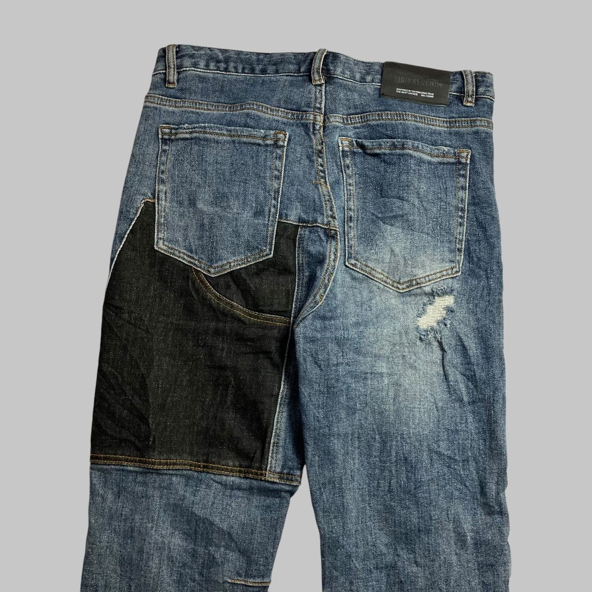 Japanese Brand × PPFM BT-PLAY Patchwork Ripped Two Tone Unique Slim Fit Jeans💥 Size US 31 - 9 Thumbnail