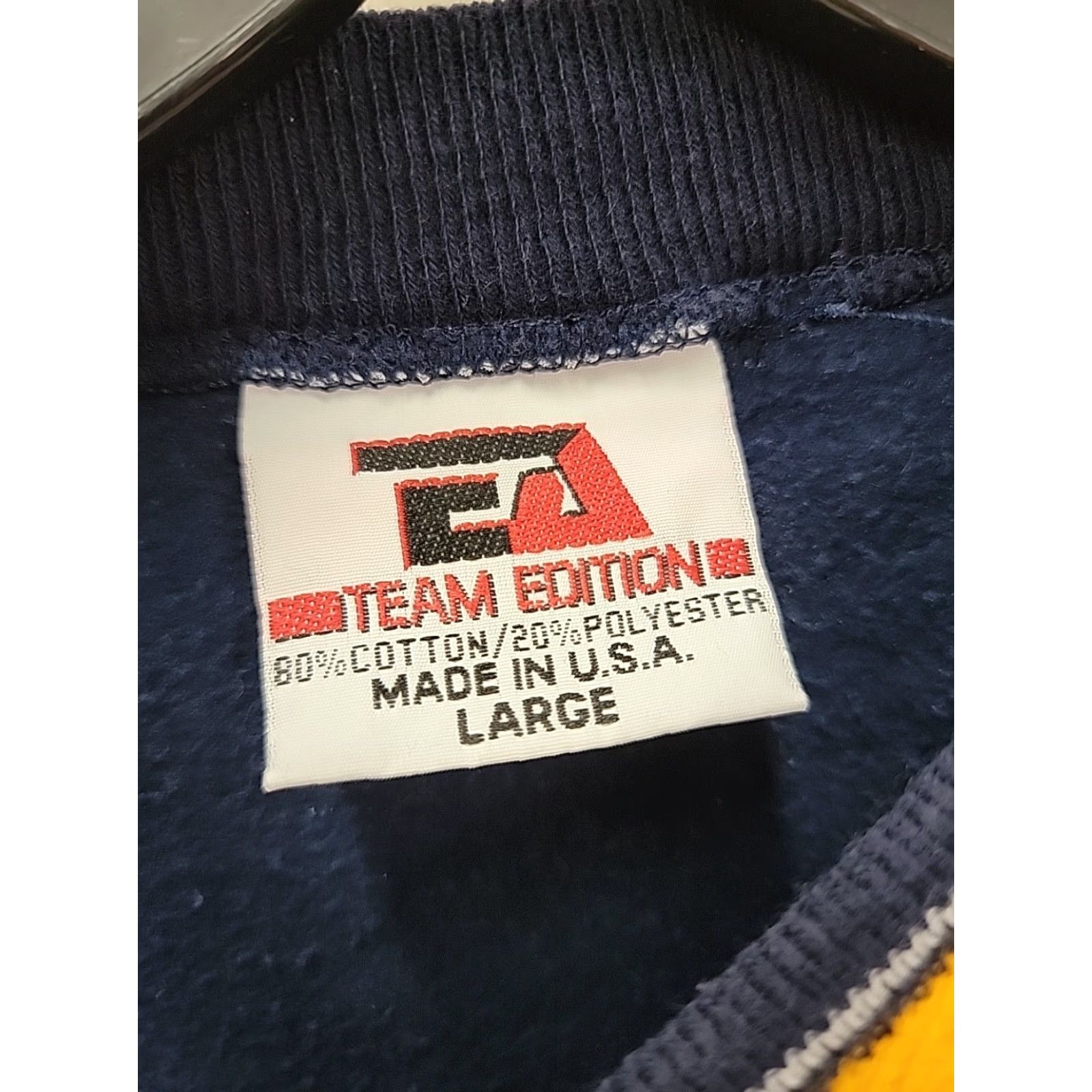 Vintage VINTAGE Team Edition Apparel Sweatshirt Mens L Blue University Of Michigan Logo Crew Neck Pullover Knit Cotton Blend Size US L / EU 52-54 / 3 - 3 Thumbnail