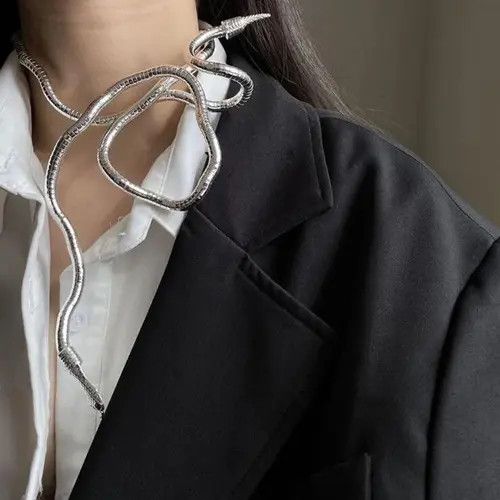 Japanese Brand Michiru x Haya Punk Metal Snake Necklace Chain Unisex Size ONE SIZE - 7 Thumbnail