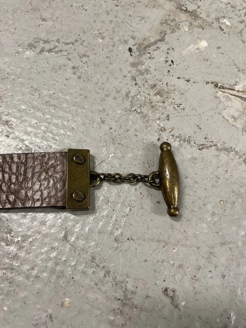 Just Cavalli × Vintage Cavalli Brown Embossed Crocodile Effect Leather Belt Size ONE SIZE - 6 Thumbnail