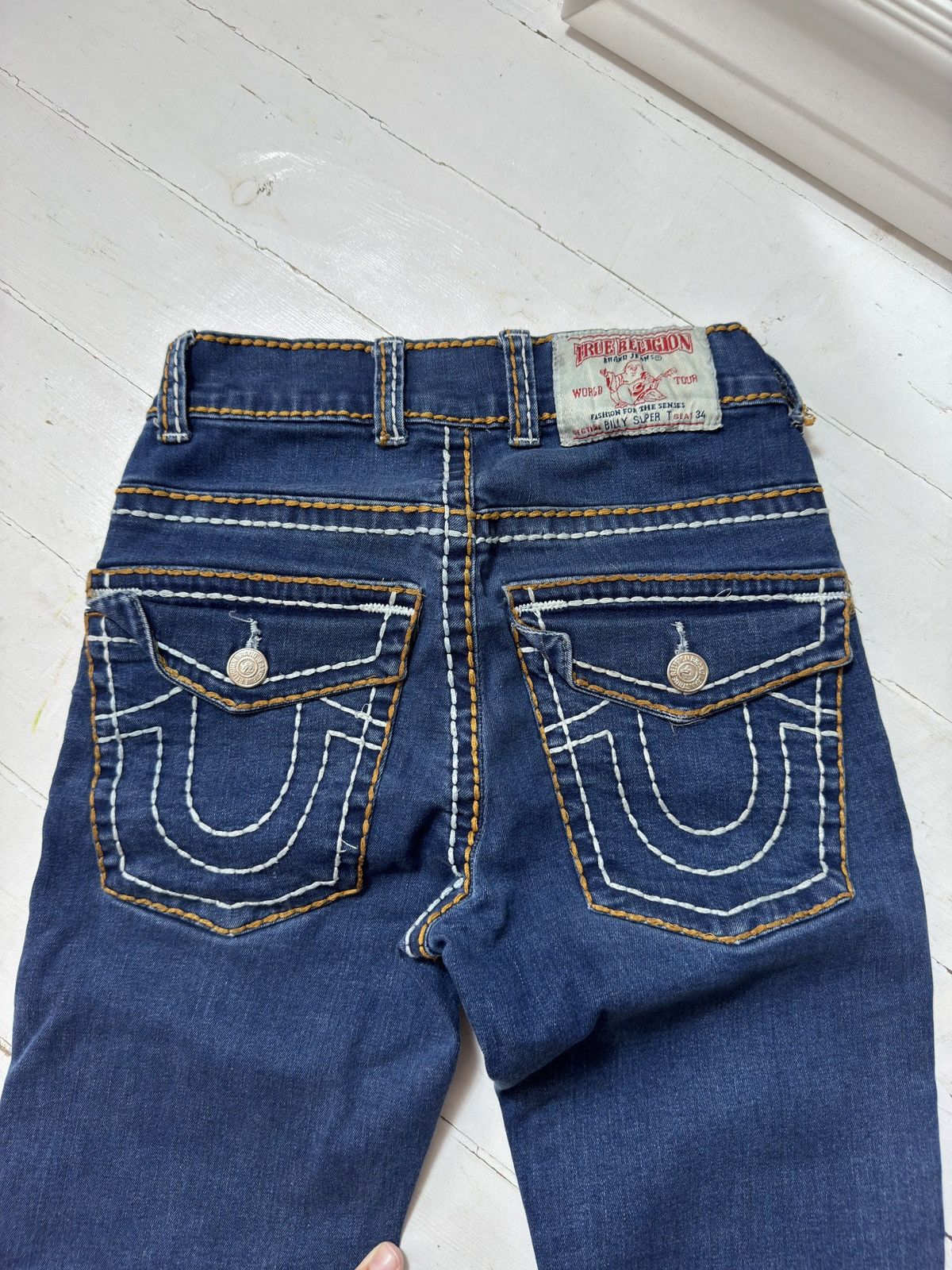 True Religion VINTAGE TRUE RELIGION CONTRASTING SEAMS SKINNY JEANS Size 30" / US 8 / IT 44 - 9 Thumbnail
