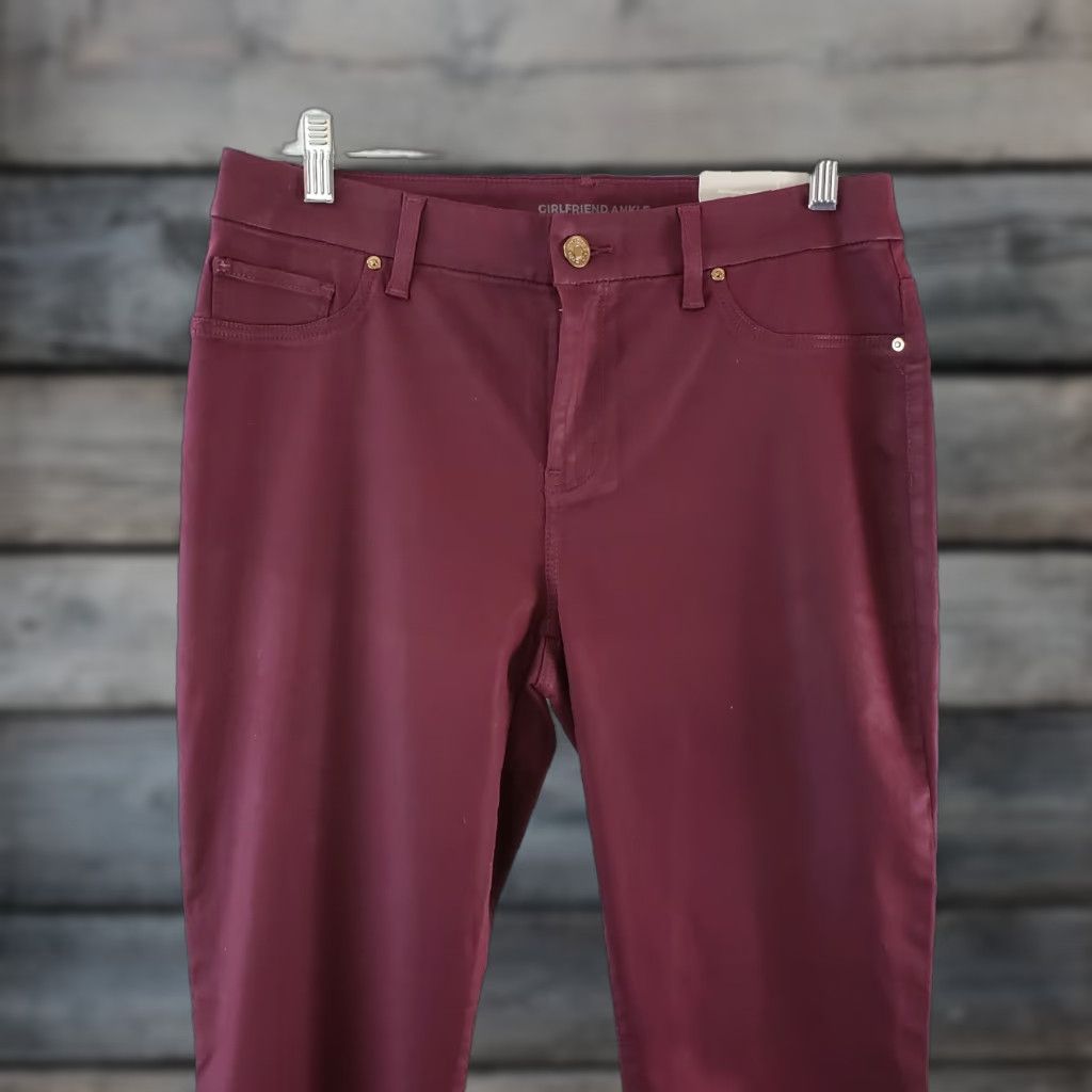 Vintage Chico's Womens Girlfriend Ankle Pants Sz 4 Red Mid Rise Skinny Inseam 27 Zip Rodent? Size 27" / US 4 / IT 40 - 1 Thumbnail