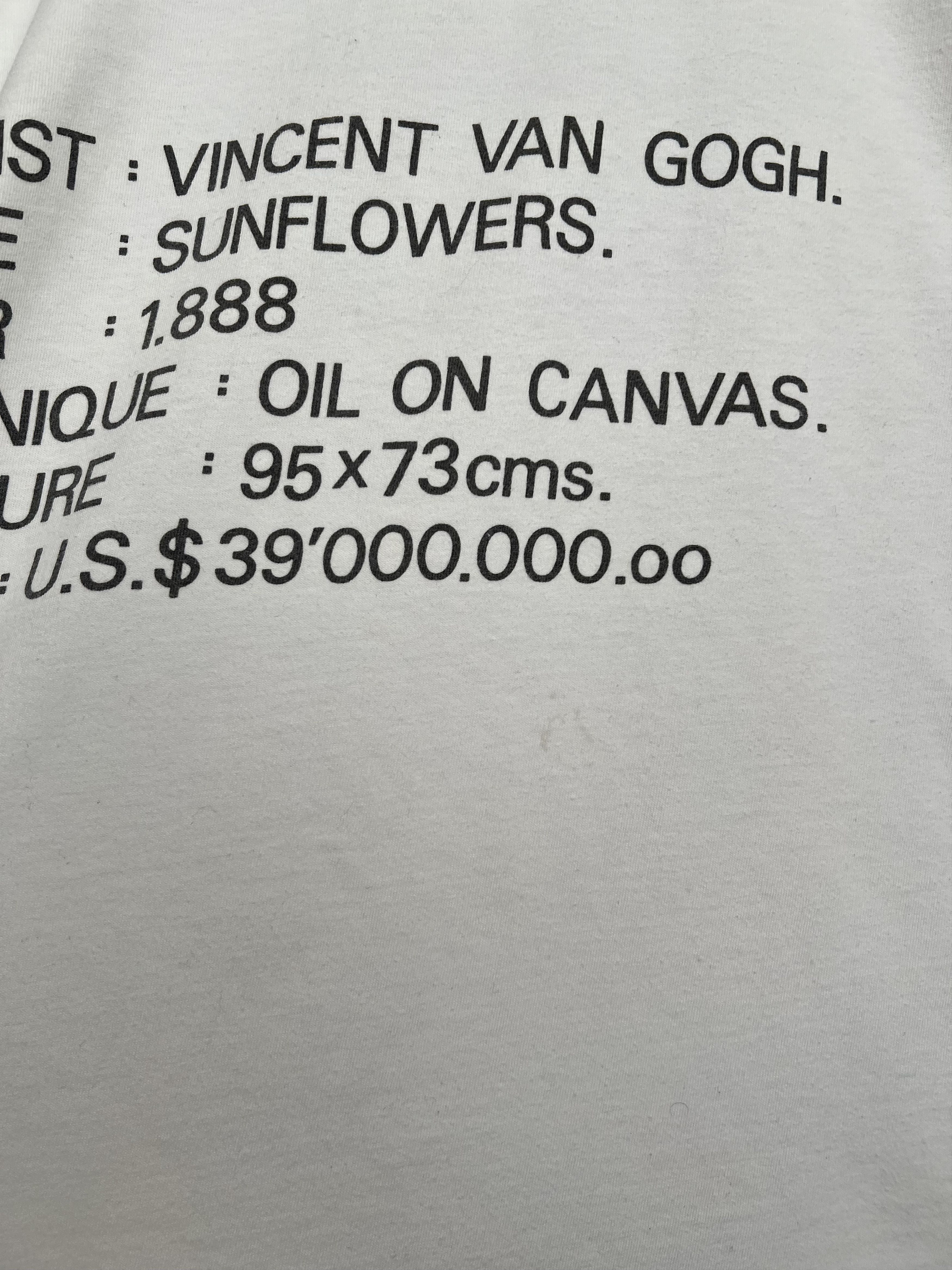Arts & Science Vintage 90s Vincent van Gogh Sunflowers 1888 White T-shirt Size US L / EU 52-54 / 3 - 16 Thumbnail