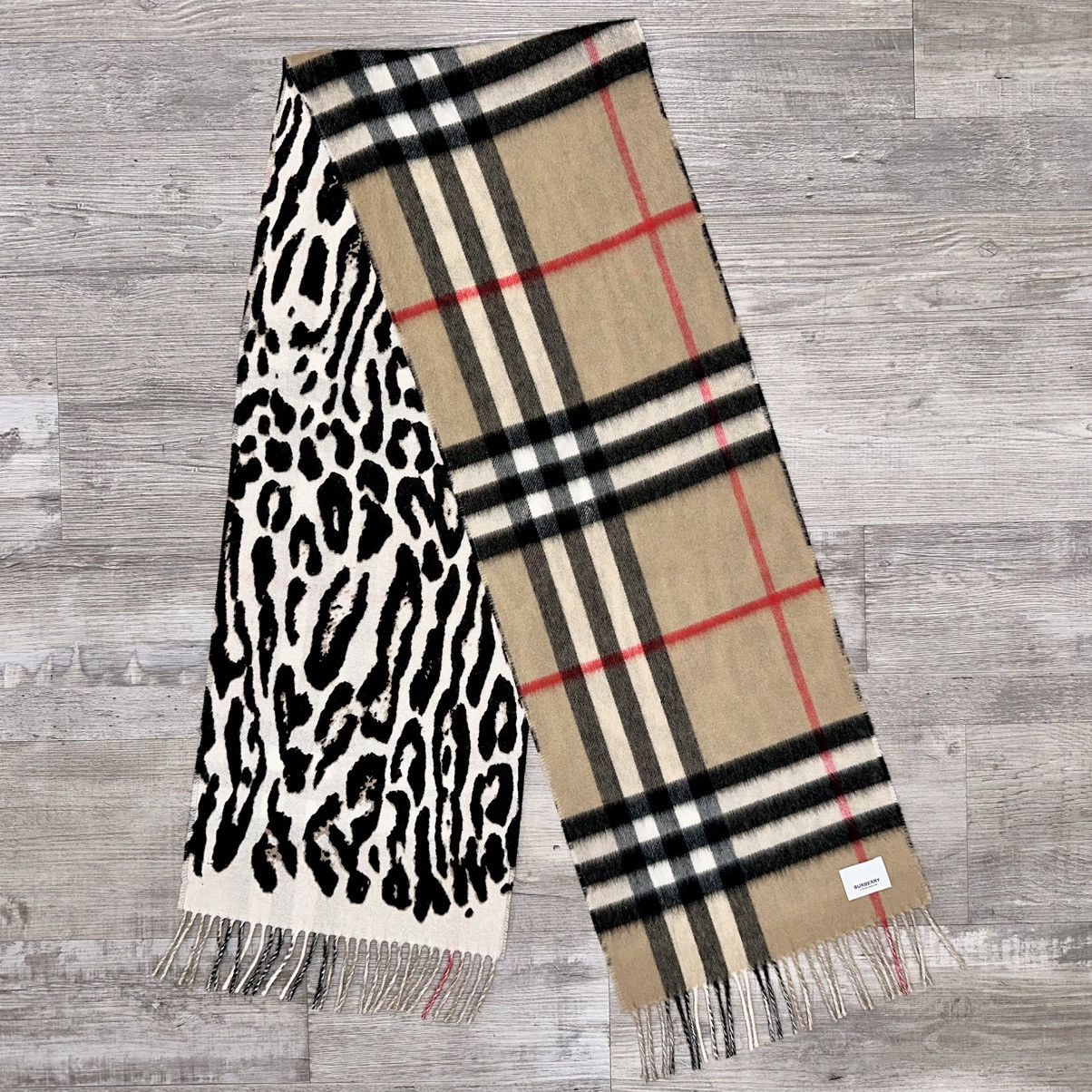 Burberry BURBERRY CASHMERE GIANT CHECK LEOPARD REVERSIBLE SCARF Size ONE SIZE - 1 Thumbnail