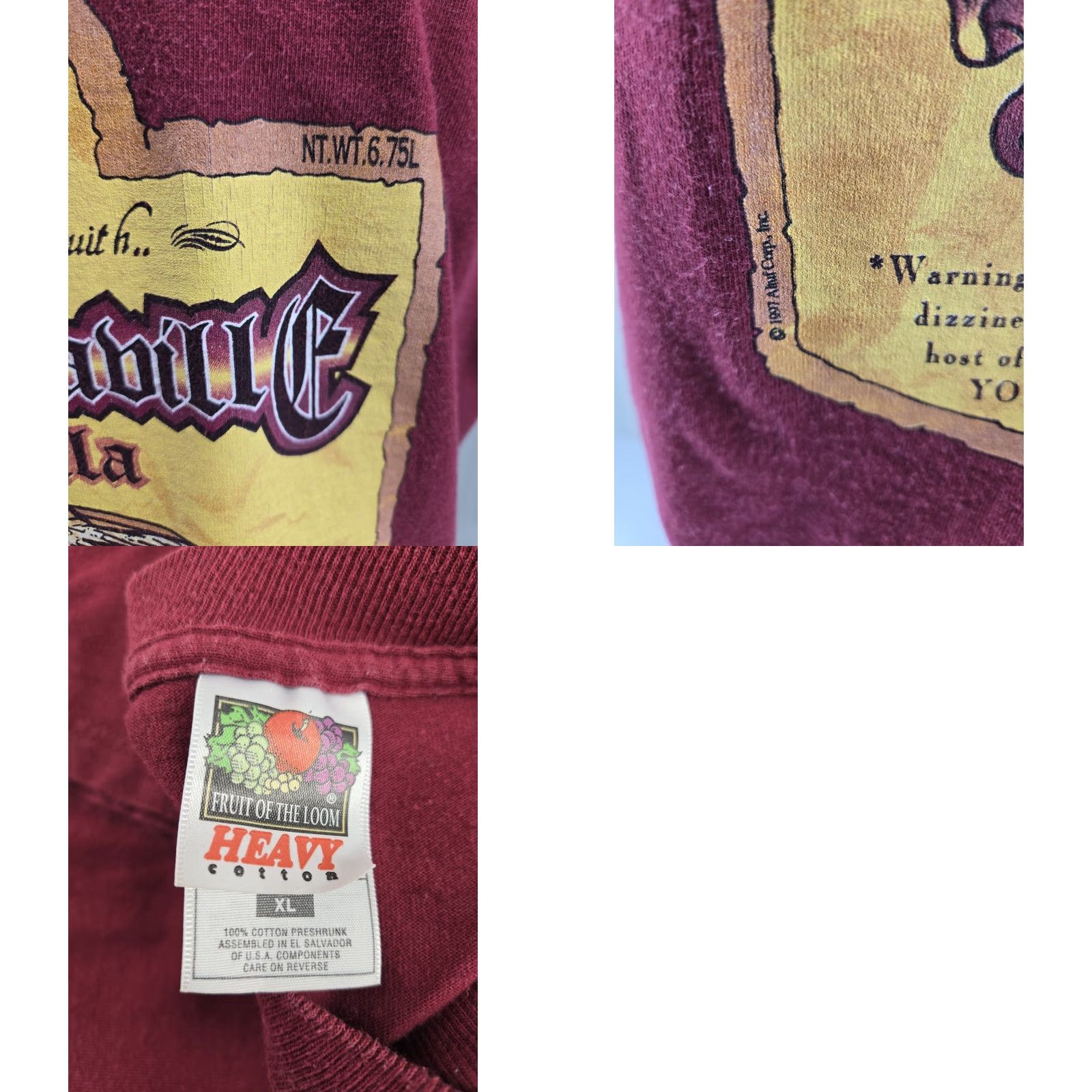 Fruit Of The Loom VINTAGE Margaritaville Tequila Mens Red New Orleans T-shirt XL Shirt Size US XL / EU 56 / 4 - 9 Thumbnail