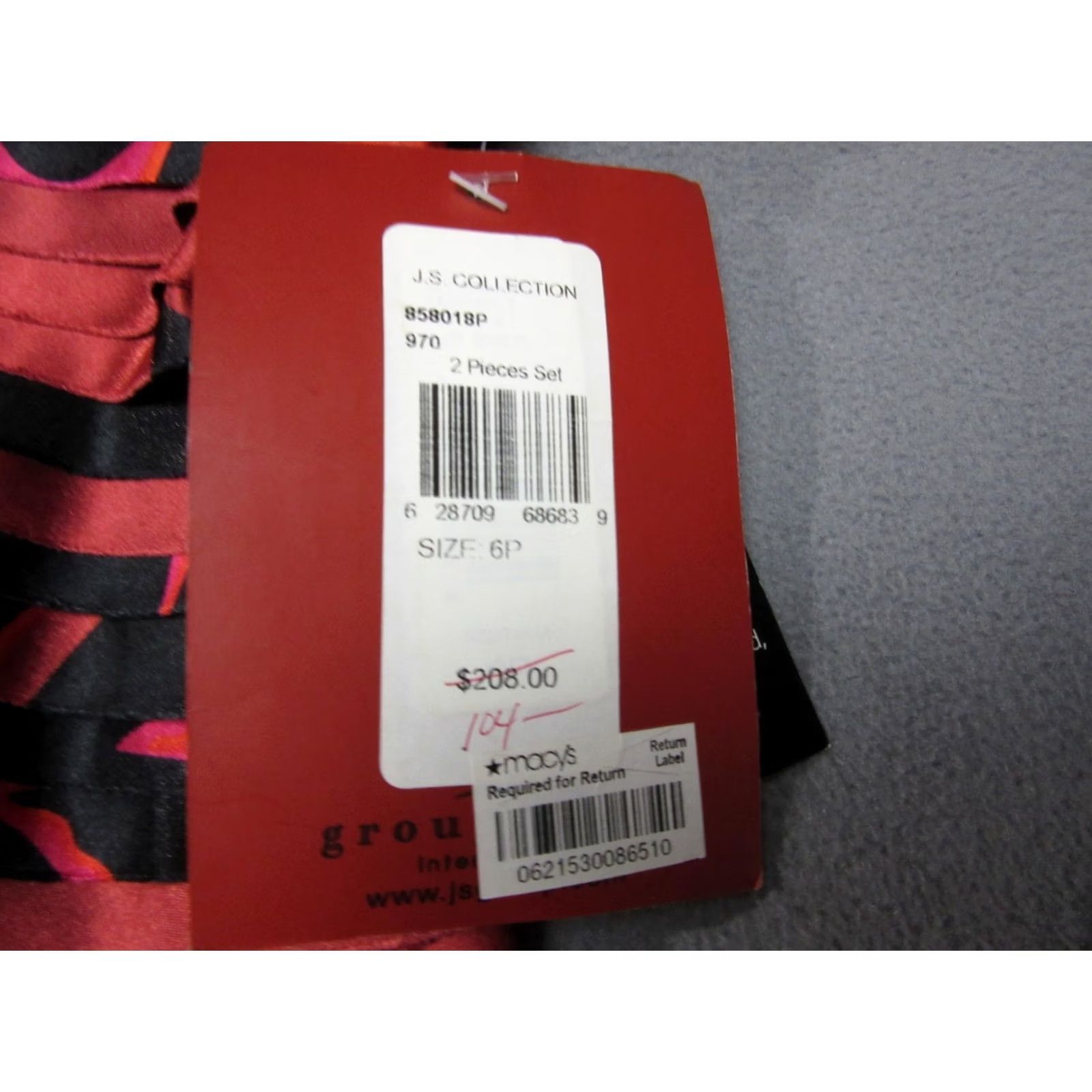 Vintage JS Collections Dress Womens 6P Petite Red Black Floral Bodycon Tiered Ruffle New Size M / US 6-8 / IT 42-44 - 3 Thumbnail