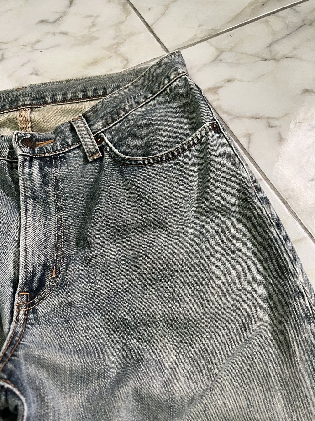 Edwin × If Six Was Nine × Le Grande Bleu (L.G.B.) 💥Baggy💥Vintage Edwin Faded Blue Distress Mud Wash Jean Size US 34 / EU 50 - 7 Thumbnail