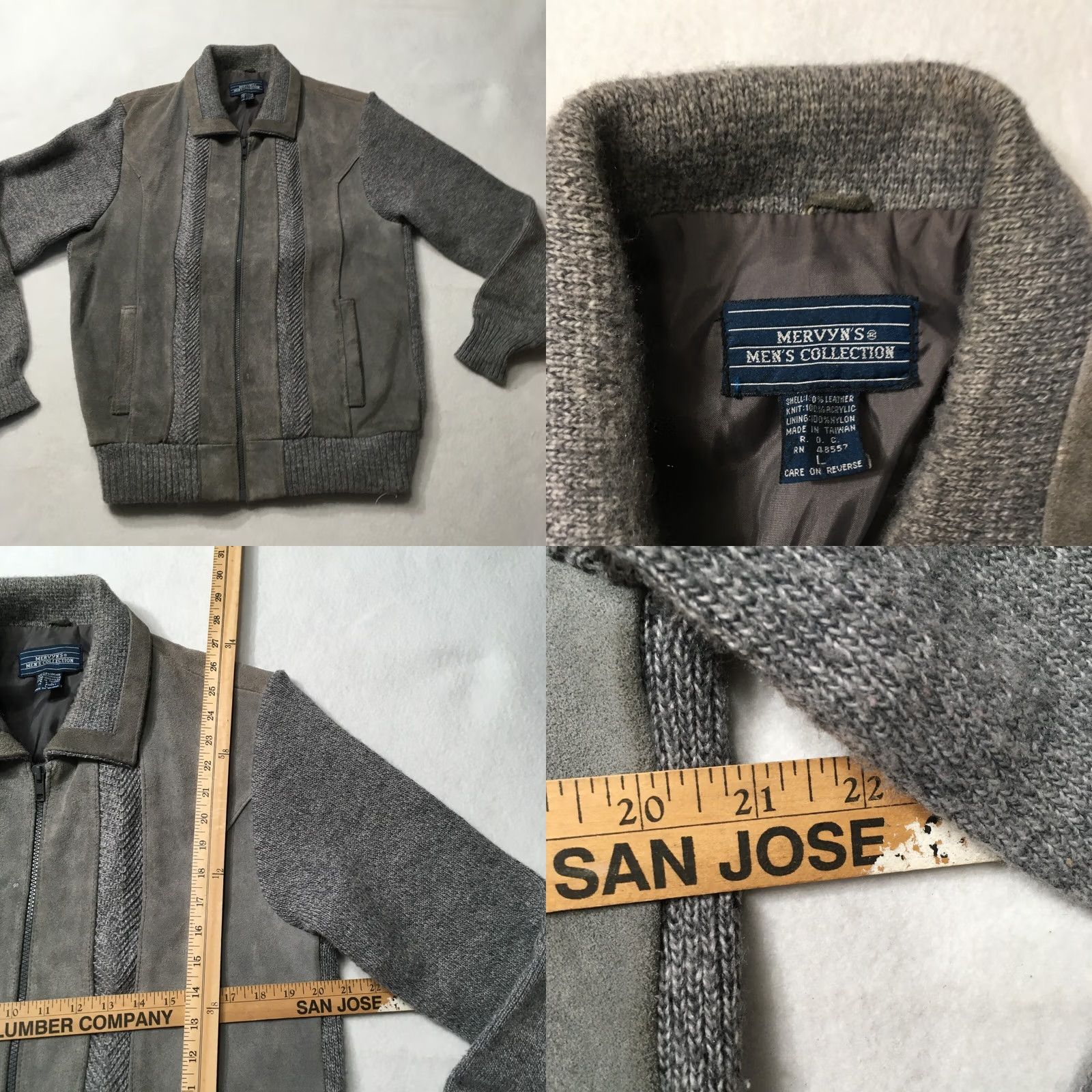 Vintage VINTAGE Collection Suede Leather Jacket Mens Large Gray 80s Bomber Jacket Mervyns Collection Mens Size US L / EU 52-54 / 3 - 8 Thumbnail