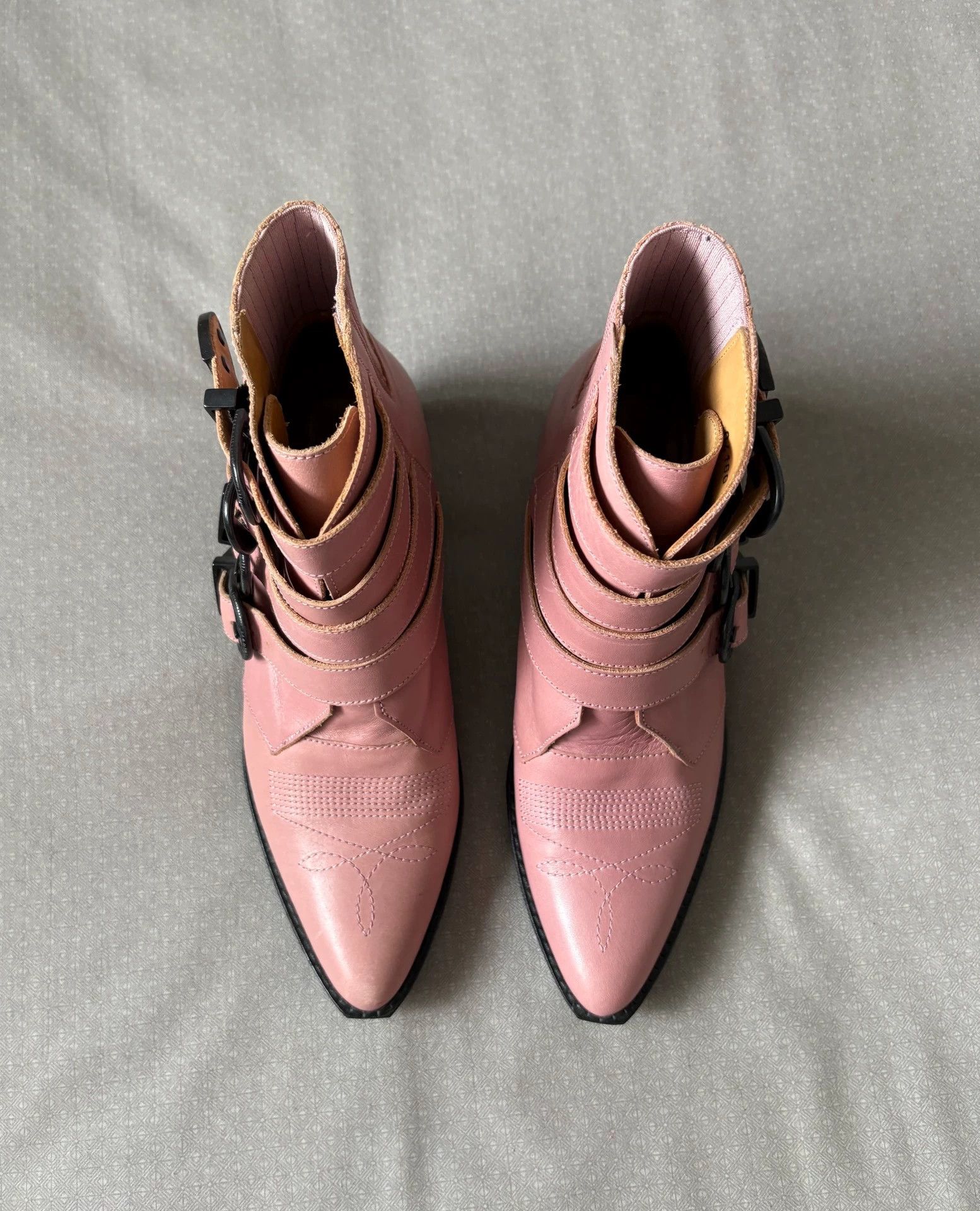 Toga Toga Pulla pink embroidered pointed lace-up boots Size US 6.5 / IT 36.5 - 2 Thumbnail