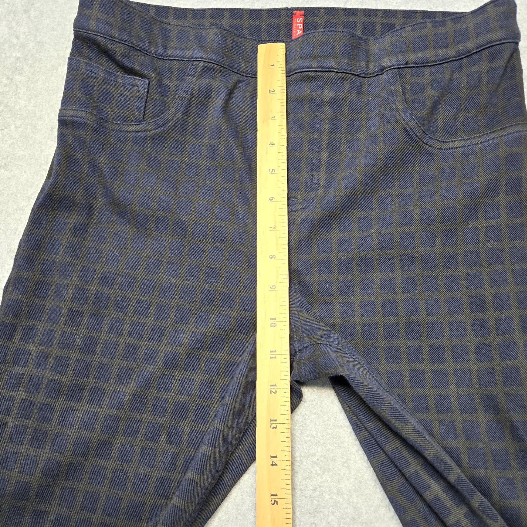 Spanx SPANX Leggings Womens L Blue Check High Rise Jegging Pockets Stretch Ankle Size 36" / US 14 / IT 50 - 6 Thumbnail